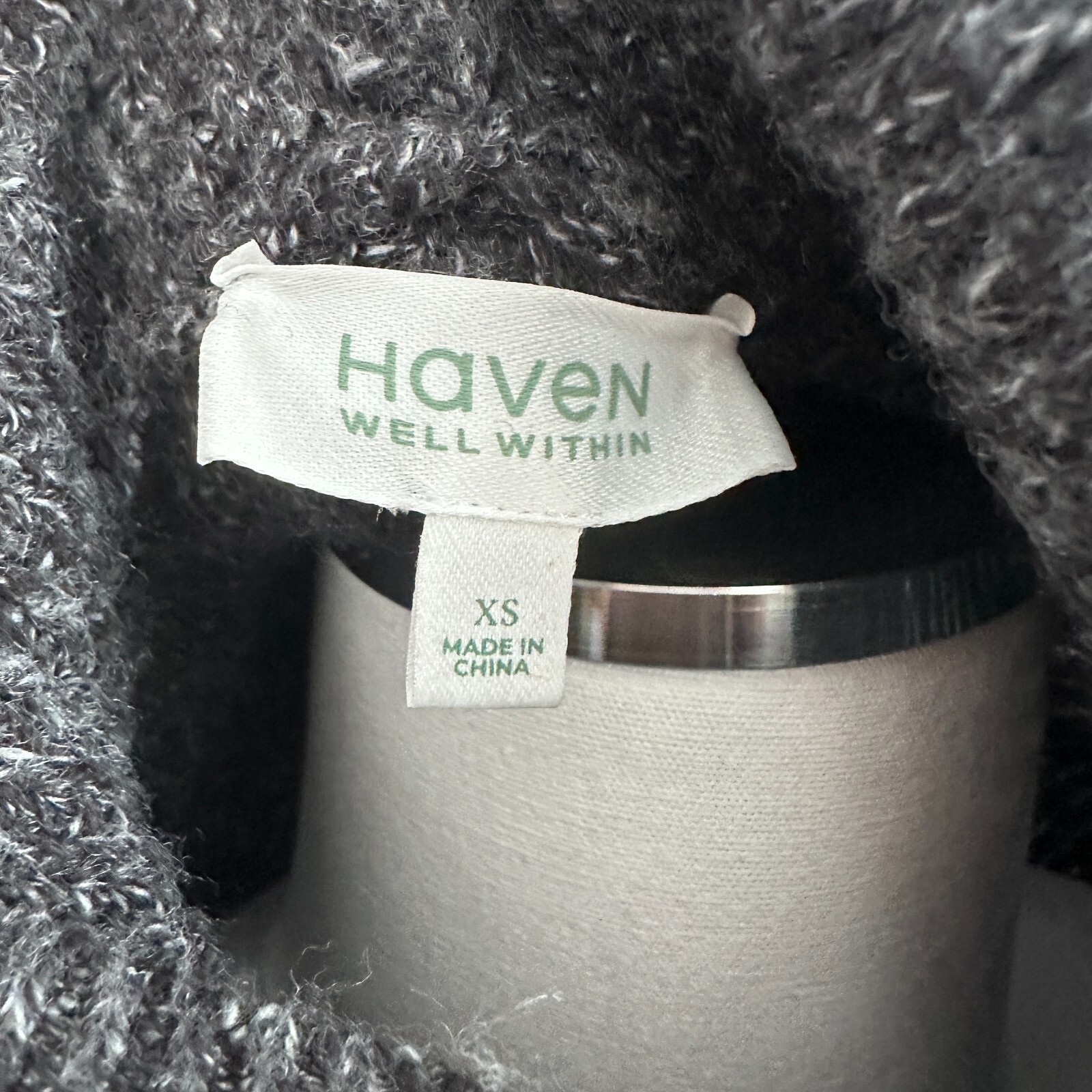 Haven Well Within Sweater Dress XS Gray Rib Kit Midi Hooded Lounge Minimalist