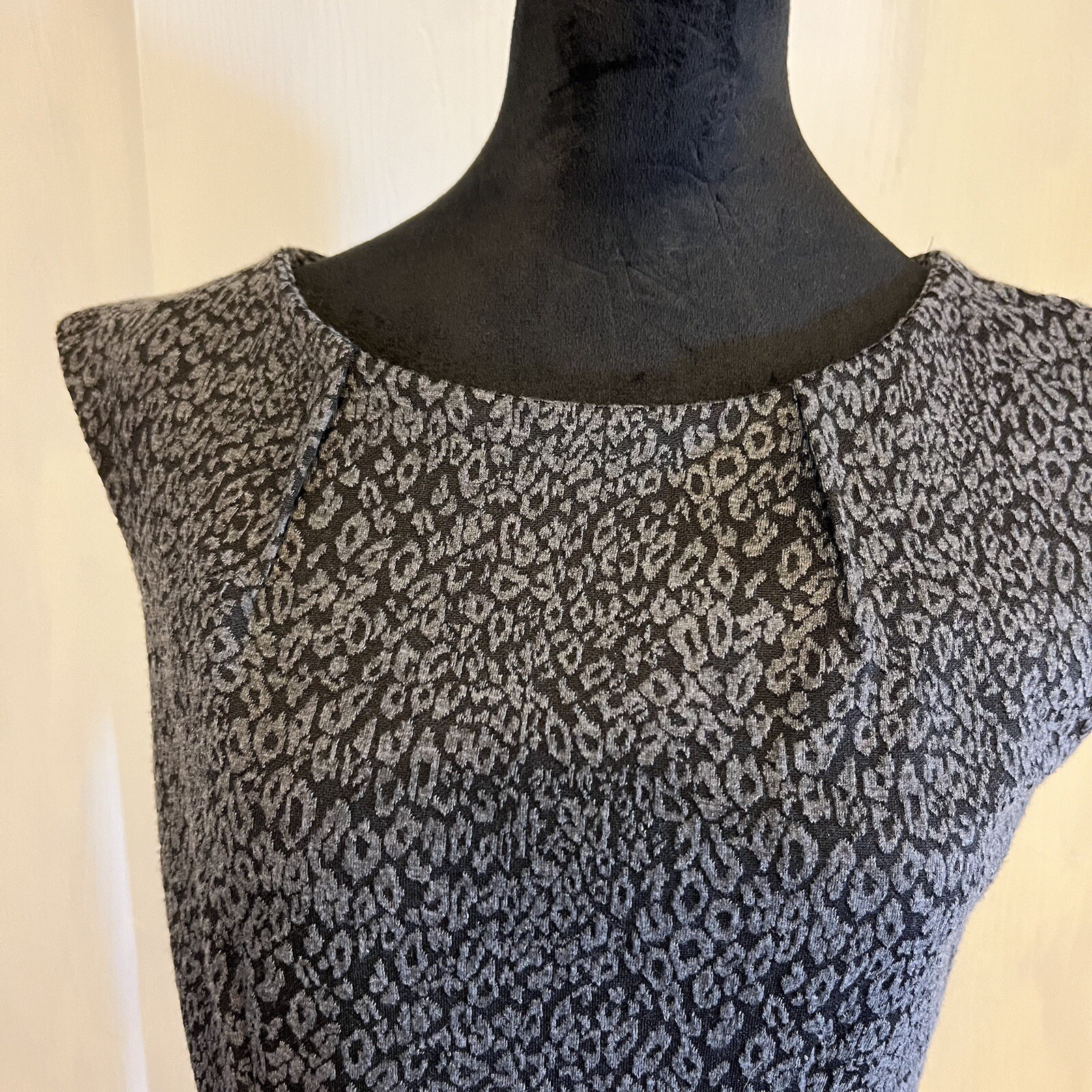 Elementz Dress Petite Small Zip Leopard Cheetah Black Gray Sleeveless