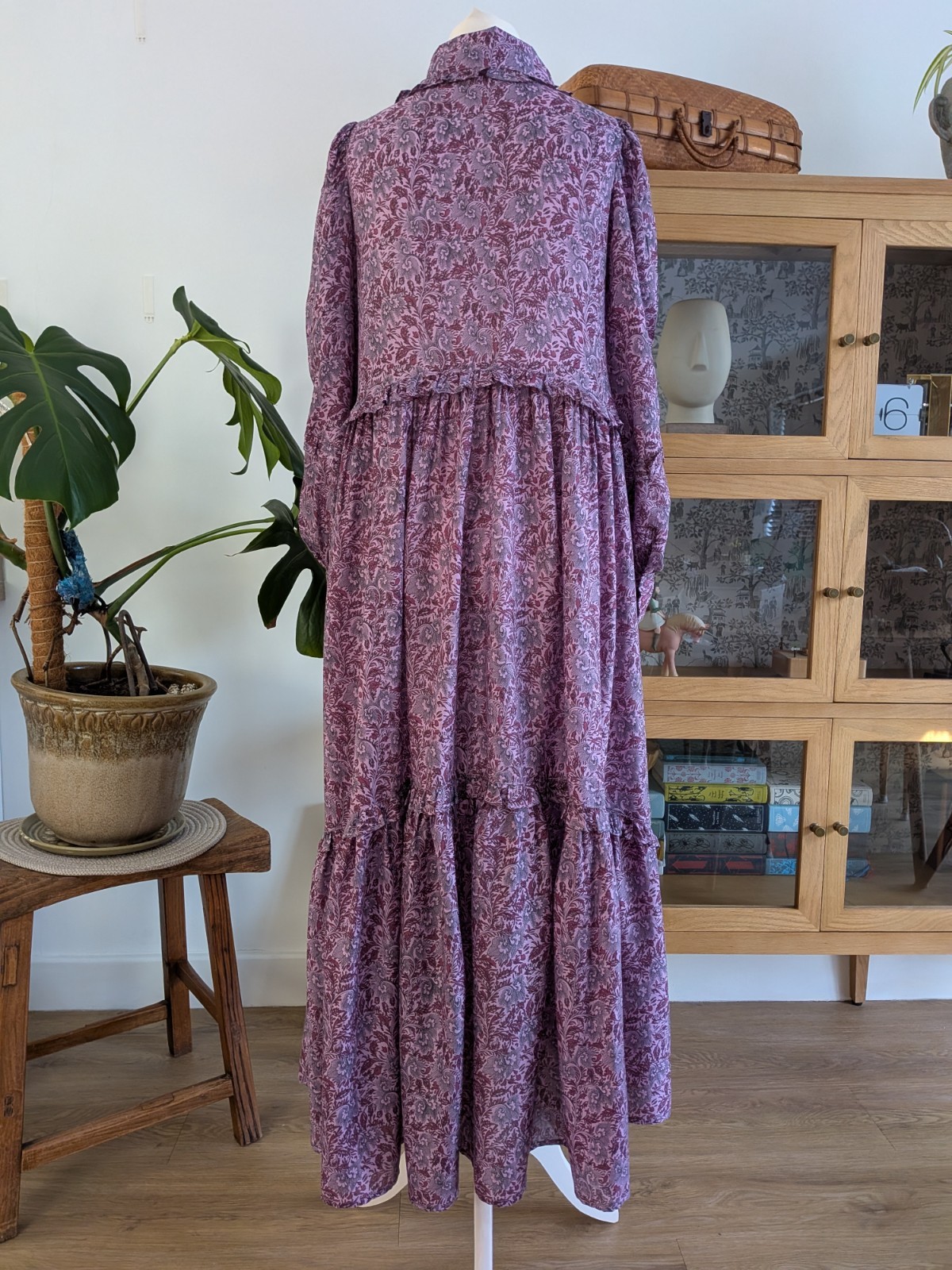 New La Redoute boho hippy peter pan collar relaxed fit floral maxi dress size 10