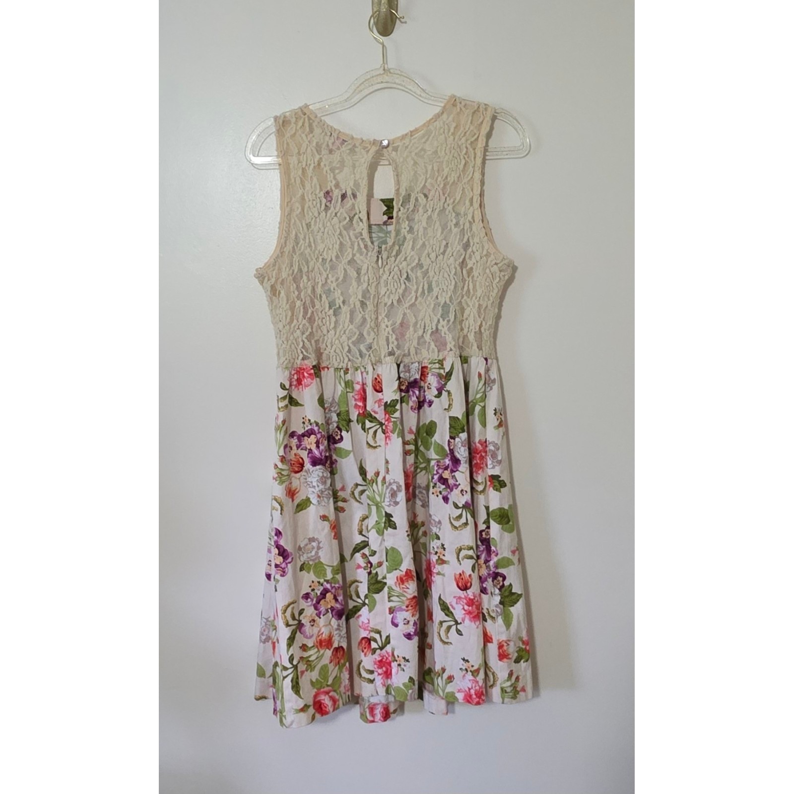 Lace Floral Dress Fairycore Romantic Soft Girl Cottagecore Feminine Sz Large