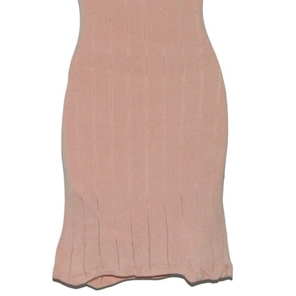 Guess Lined Knitted Bodycon Midi Knee Length Scoop Neck Peachy Pink Dress Size S