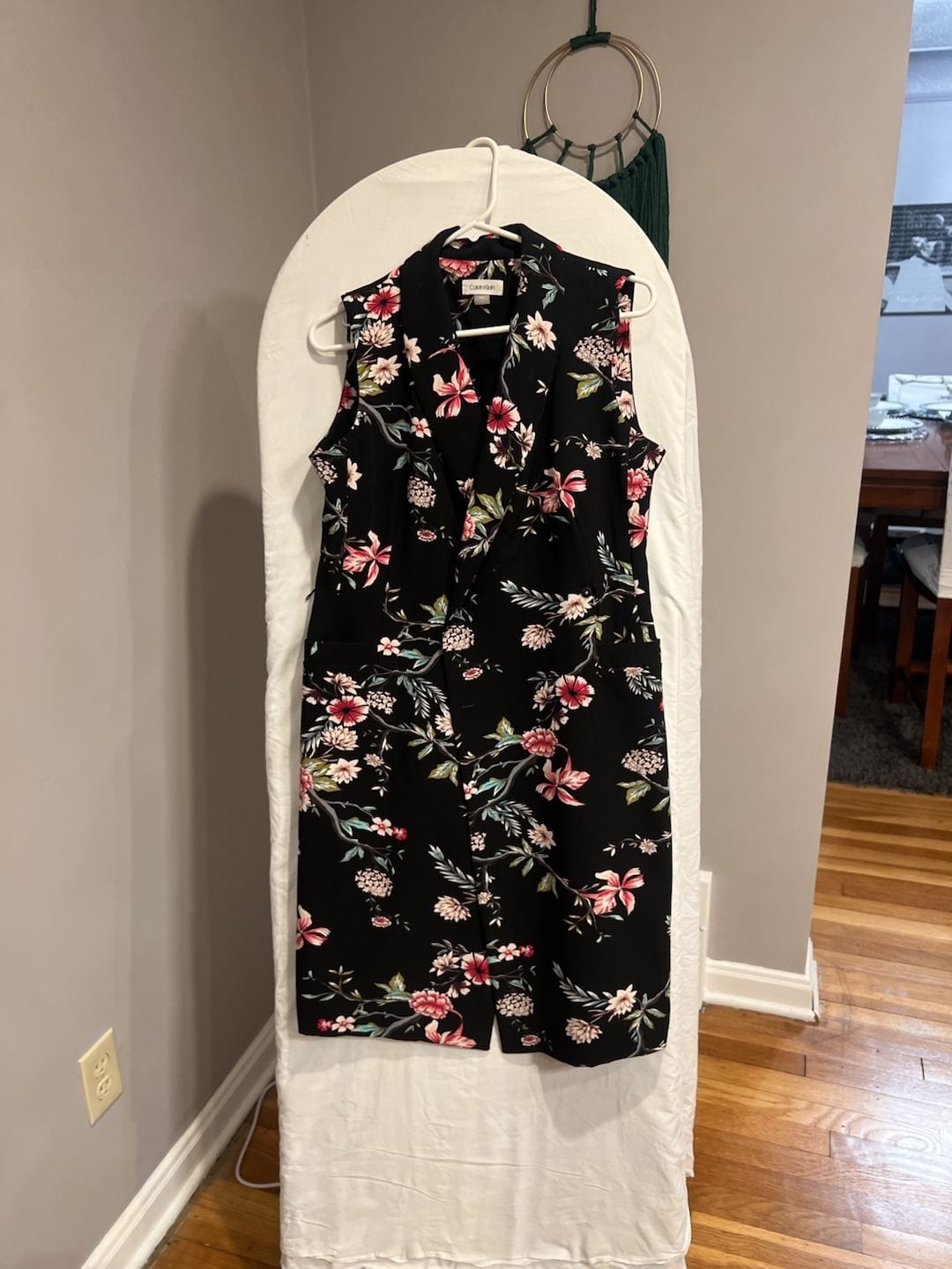 Calvin Klein Sleeveless Floral Blazer-Style Vest Dress
