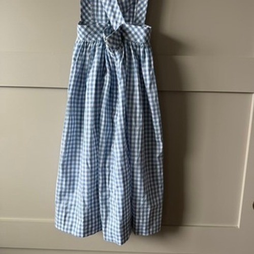 Blue White Gingham Pinafore Apron Tote Bag Set Womens XS Cottagecore Farmhouse