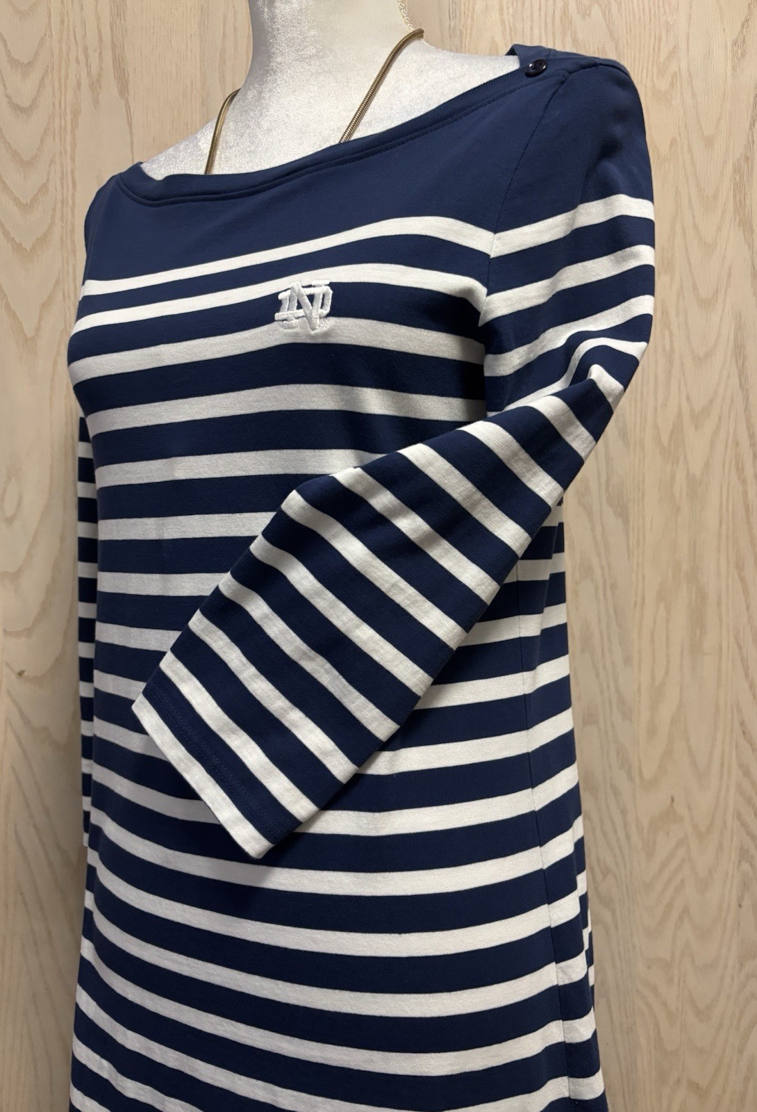LADY IRISH Peter Millar Pima Cotton Classic Striped Navy Sweatshirt Dress Sz M.