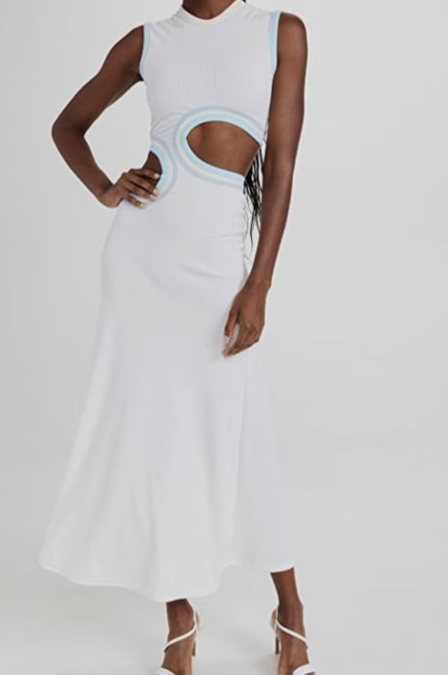 $850 Christopher Esber Women’s White Sleeveless Cutout Torso Maxi Dress Size 12