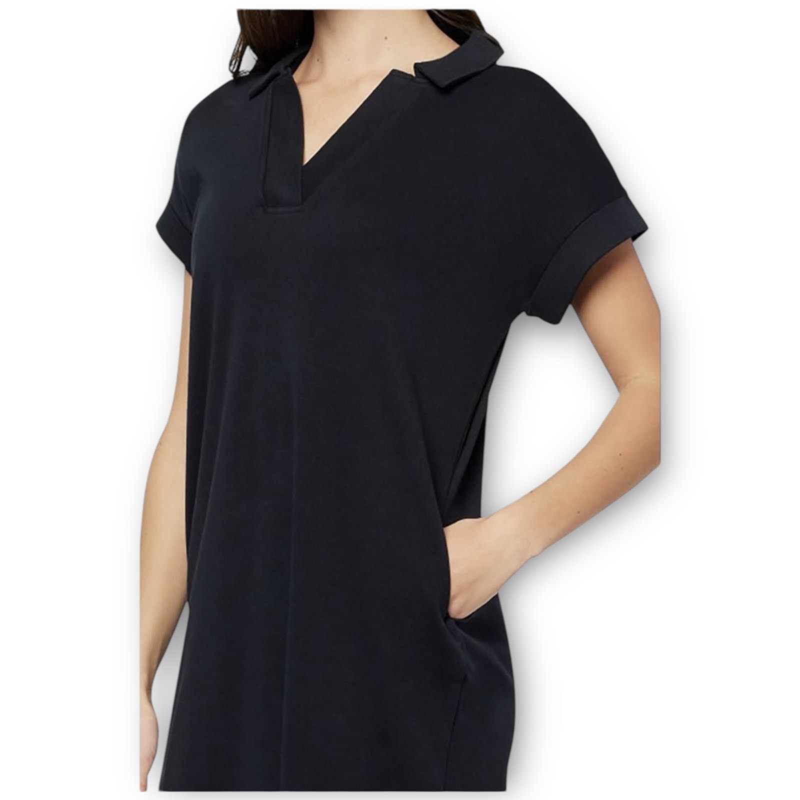 NWT Three Dots Koda Polo Dress Black M