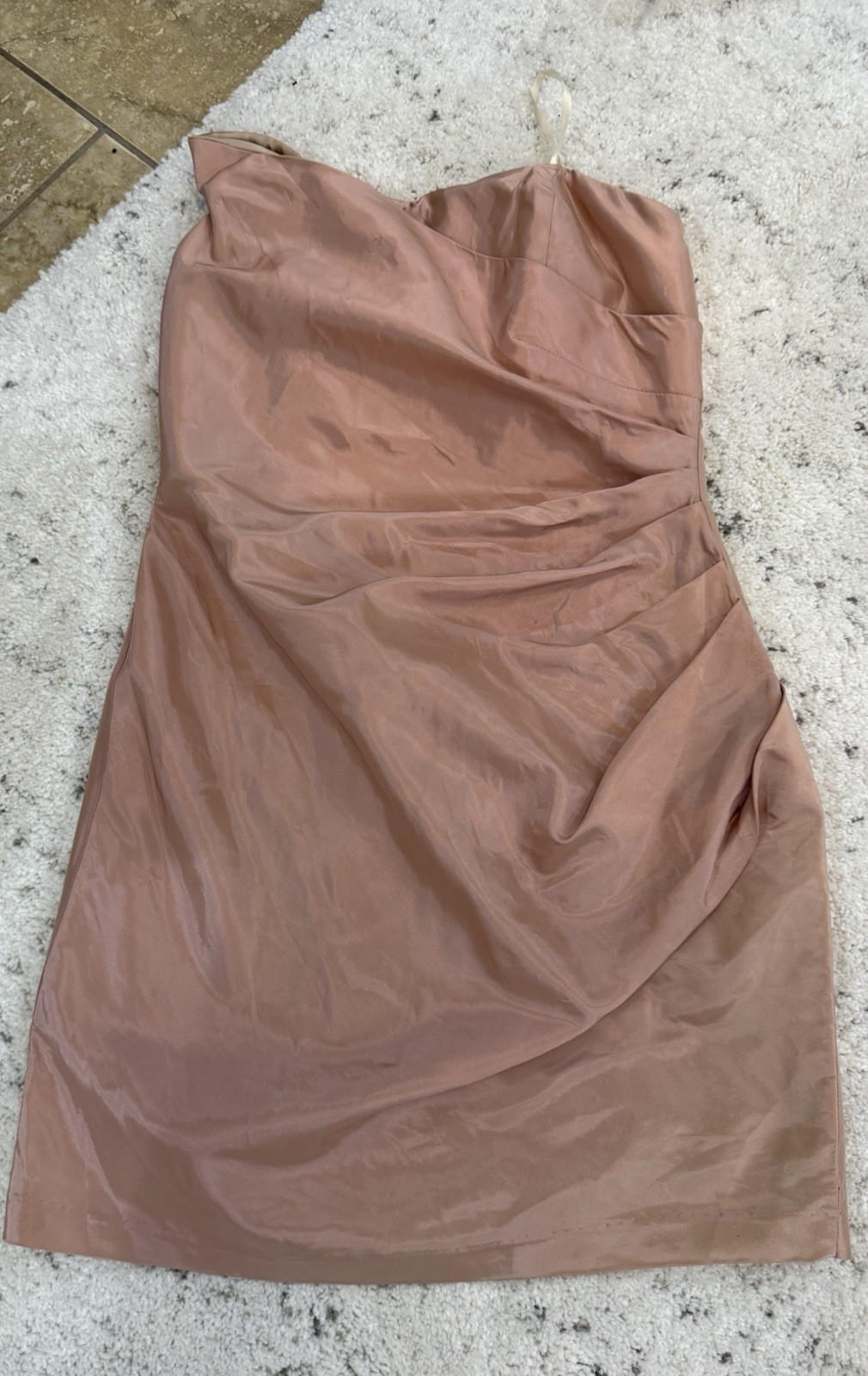 Alexia Admor Blush Satin Strapless Ruched Lined Sheath Knee Dress Size M