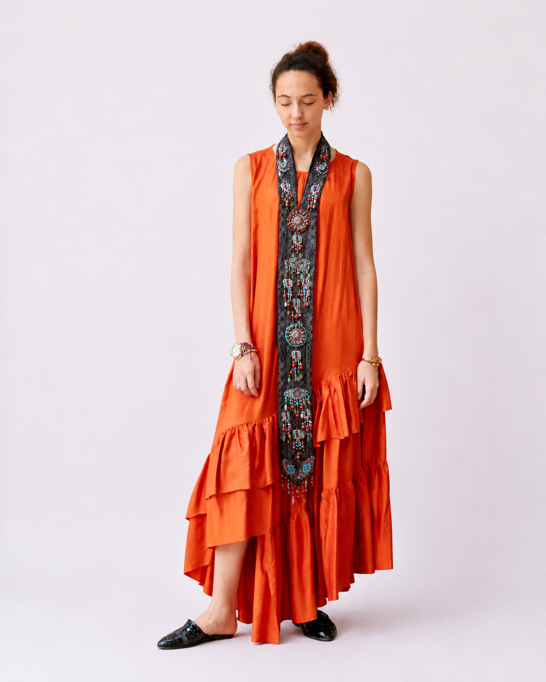Asymmetrical Dress With Ruffles