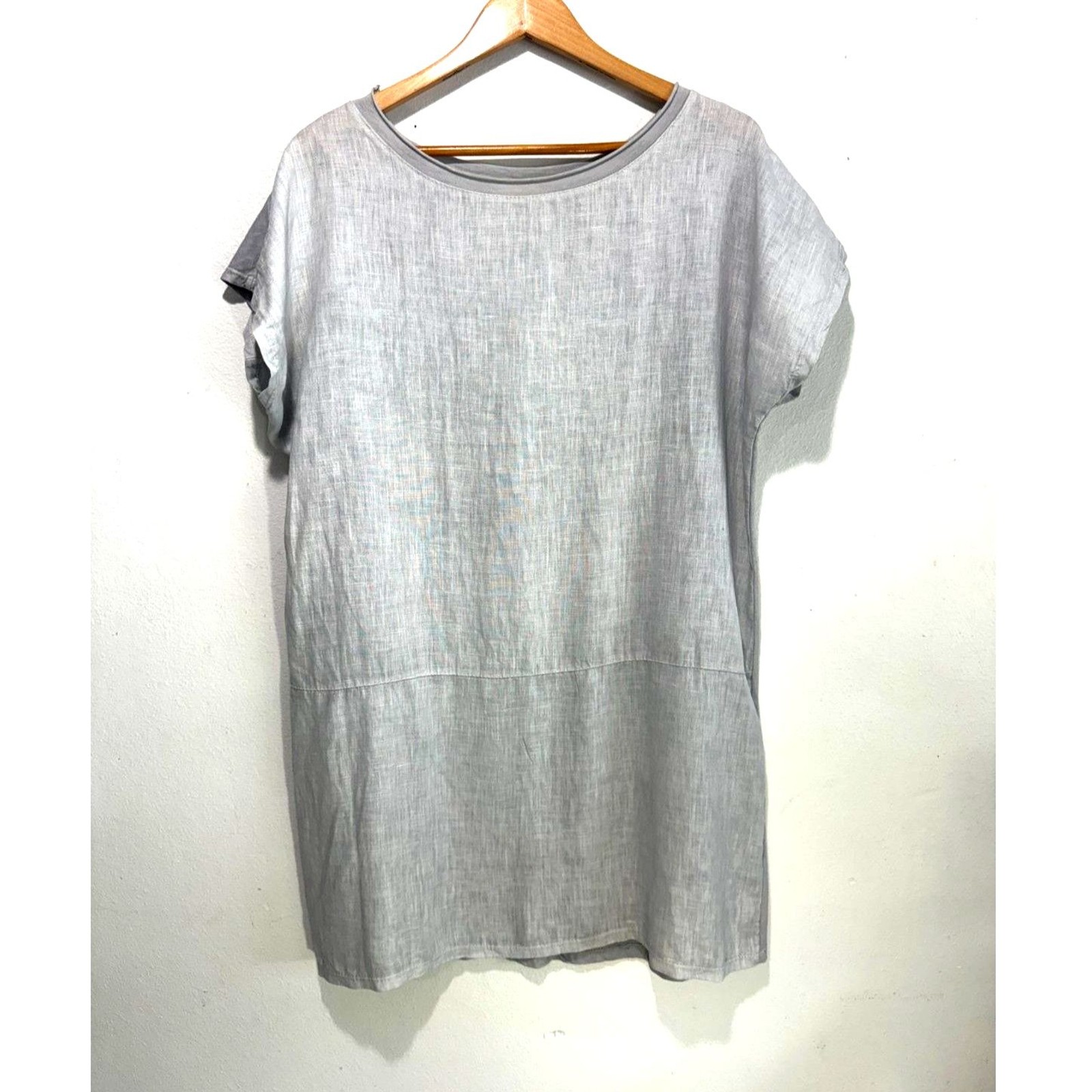 Becasa linen blend dress Italy lagenlook minimalist summer casual resort women L