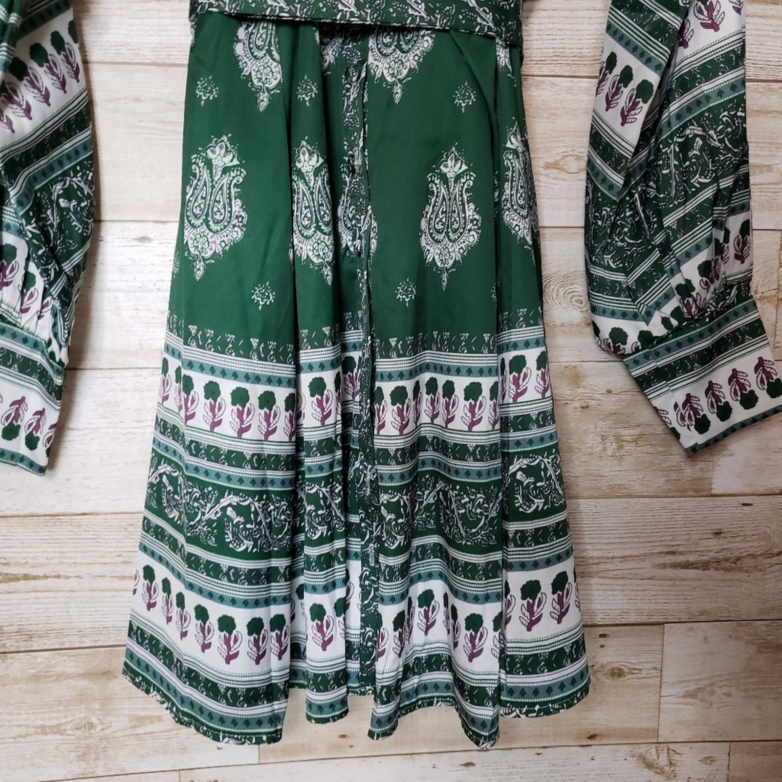 Printed Boho Shirt Dress M A-Line Mini Floral Paisley Festival Cottage Tribal.