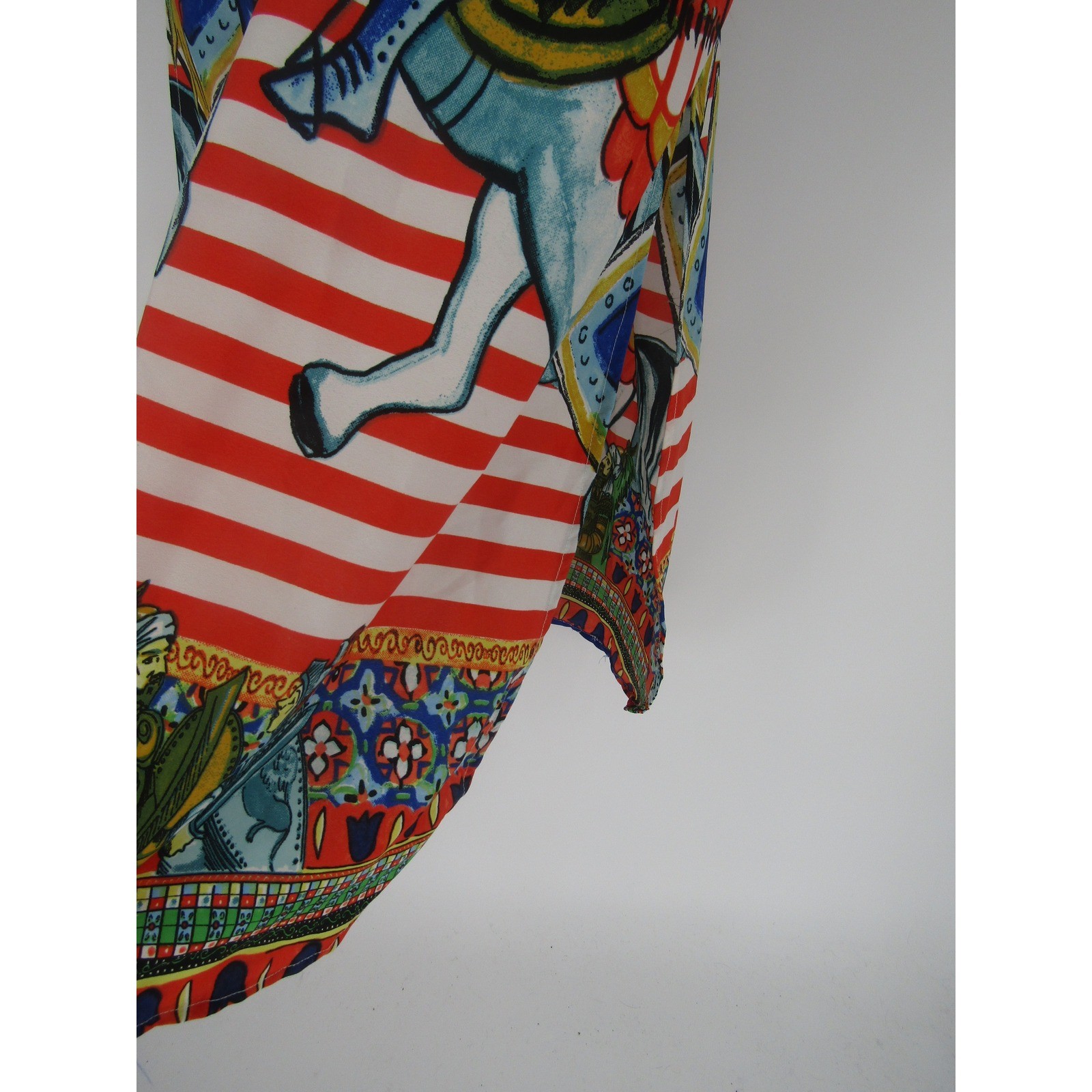 Antica Sartoria Dress Womens L Red White Striped Knight Horse Beaded Maxi