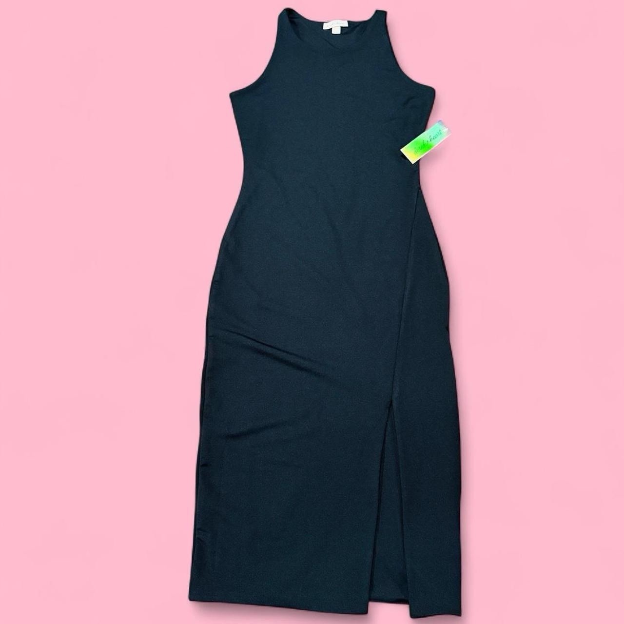 Black Sexy Vamp Minimalist Modern Party Club Wear Bodycon Derek Heart Dress NEW
