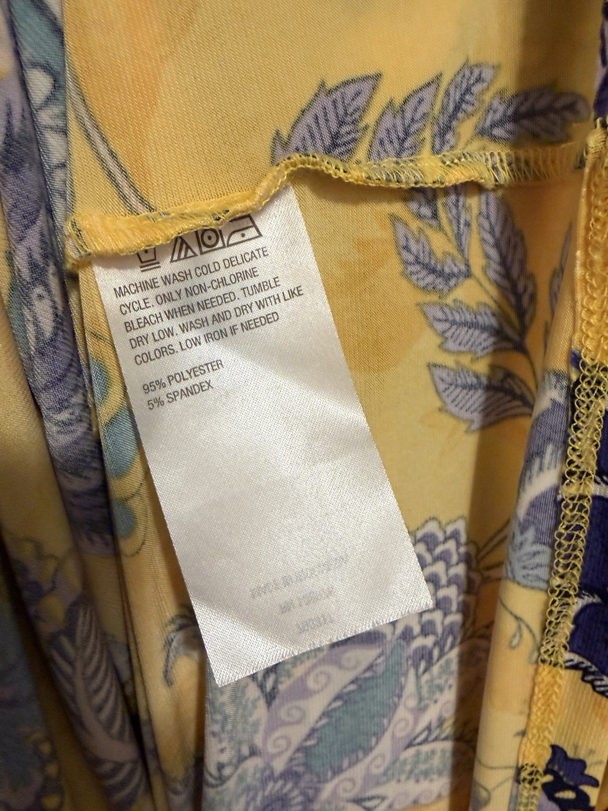 IMAN Yellow Floral V-Neck Tie-Shoulder Maxi Dress (Size XL Petite)