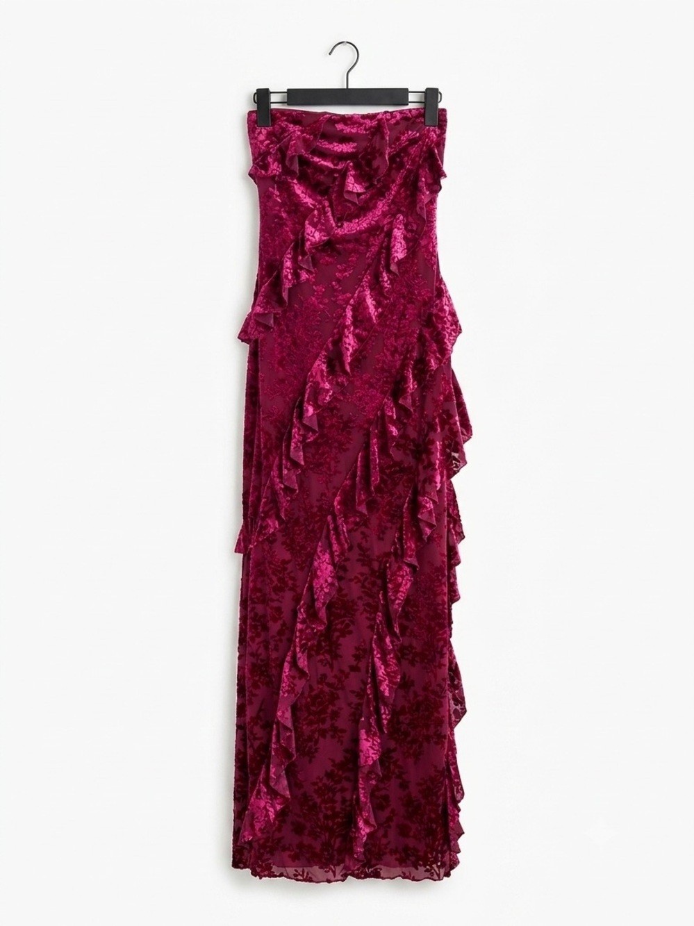Burnout Velvet Whimsygoth Velvet Ruffle Maxi Dress NWT Ethereal Fairycore XS