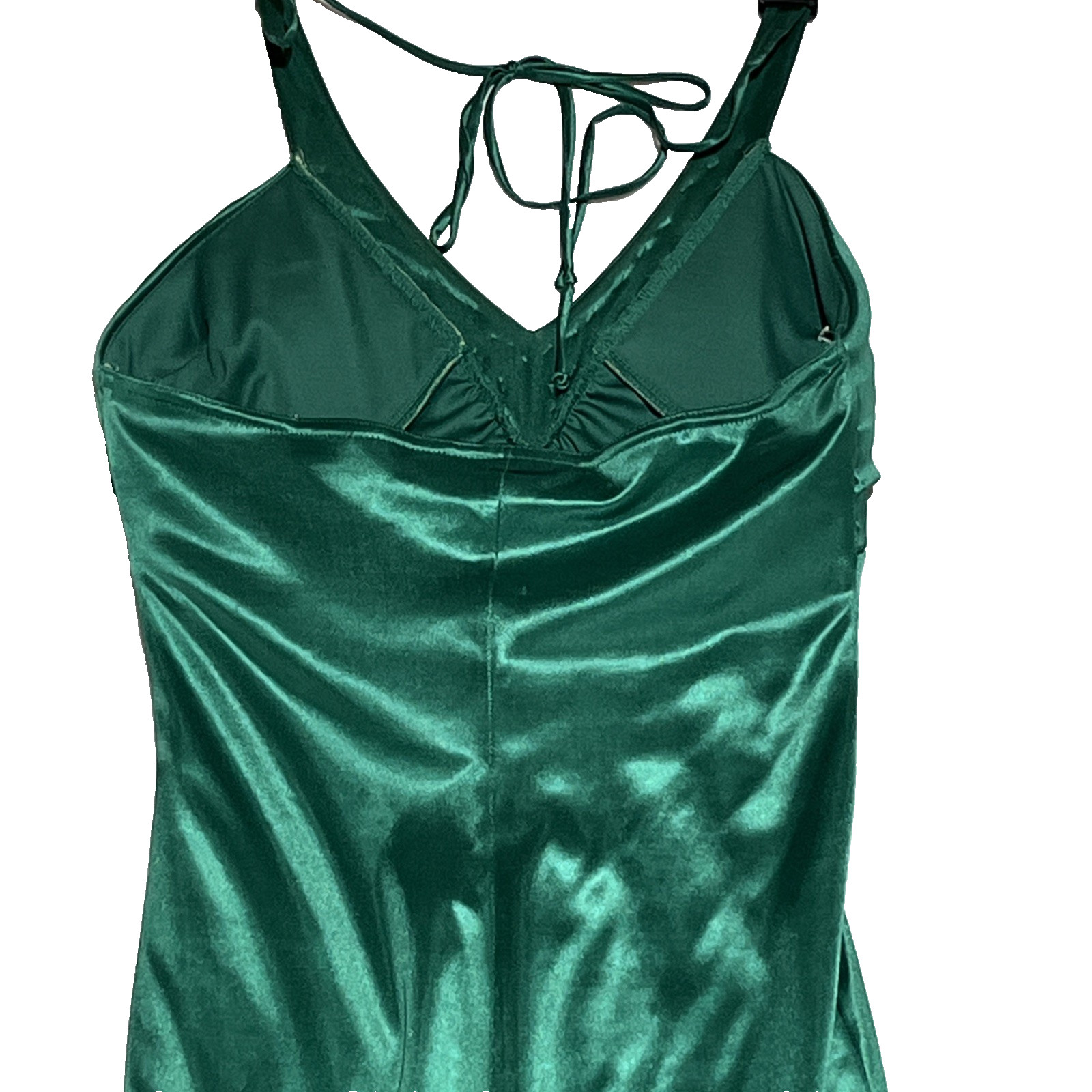 City Triangles Halter Gown S Emerald Green Sparkle Satin Fairy Mermaid Prom Y2K
