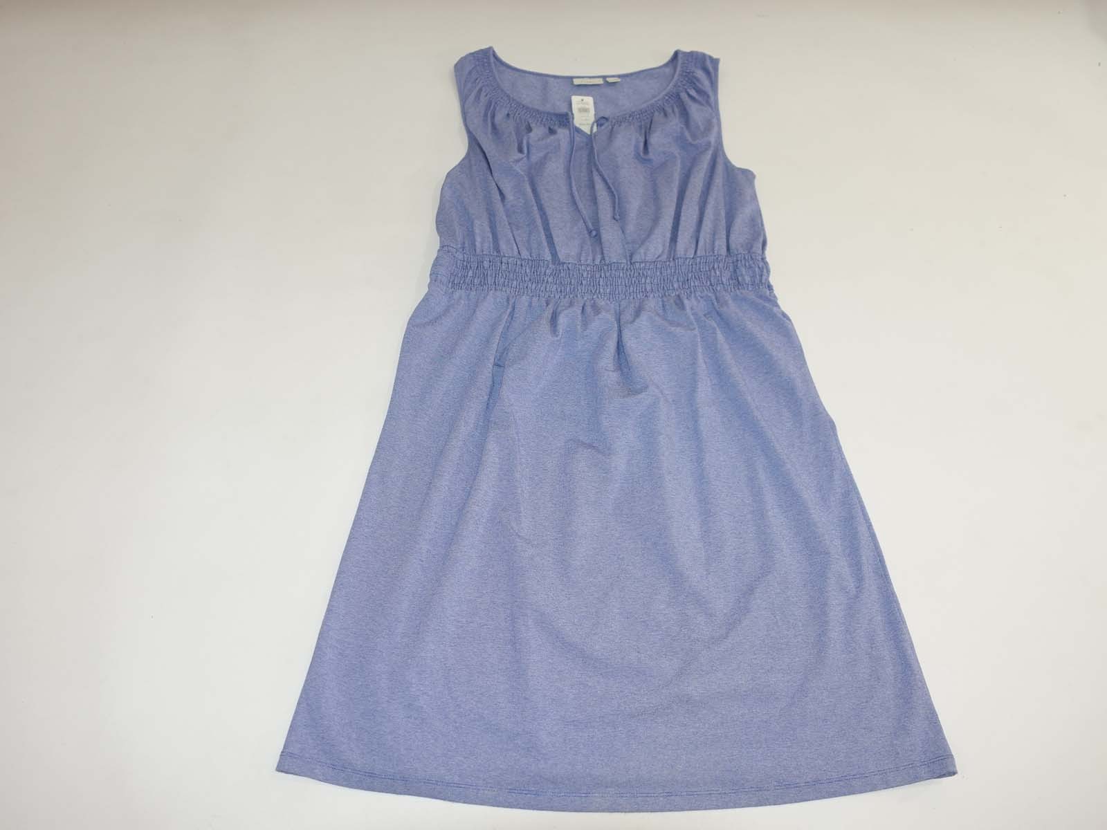L.L. Bean Women’s Tie Neck Knit Sleeveless Dress Size XL NWT Blue Knee Length