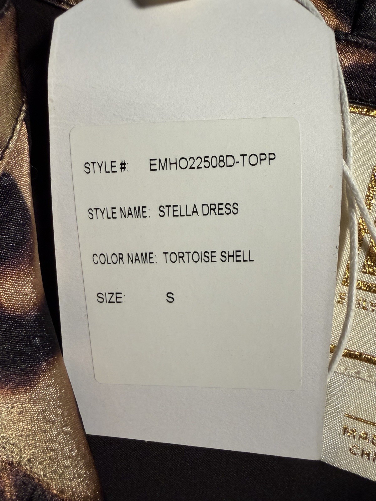 Emily mcCarthy Stella dress tortoise Shell Size Small NWT