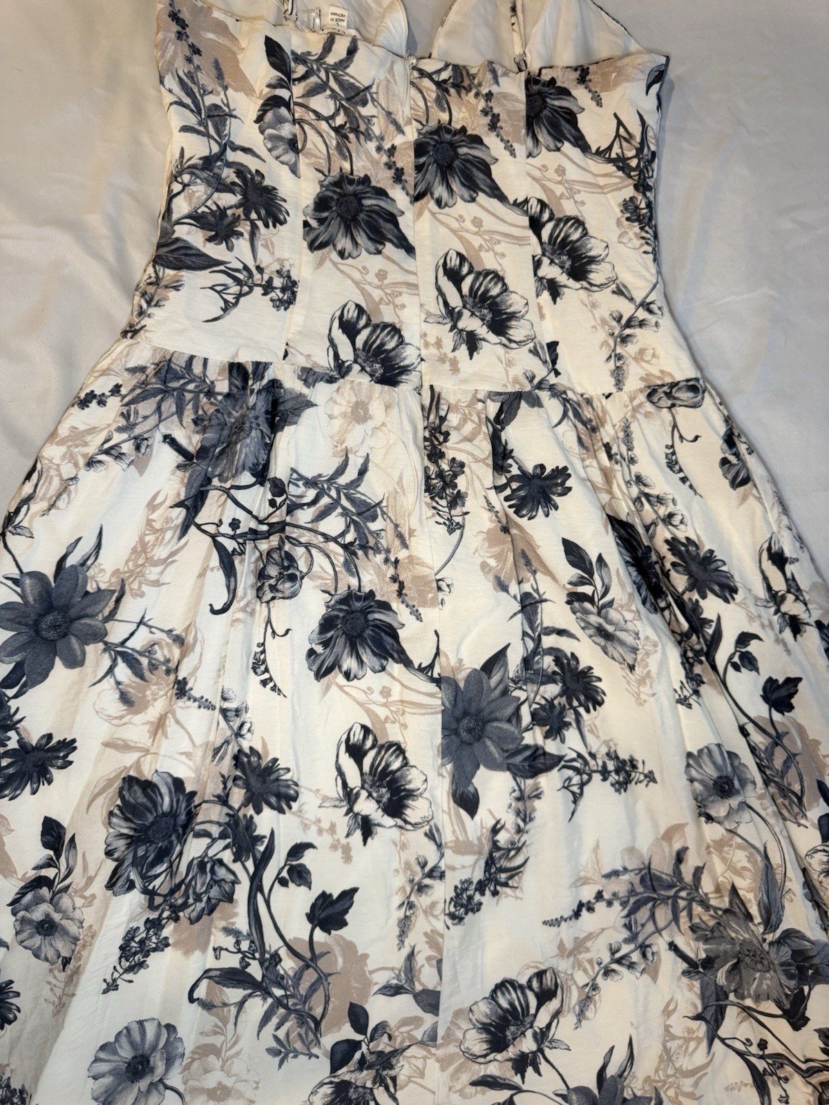 Storia Maxi Sundress Womens Size L Blue Brown Floral Smocked Lined Cottagecore