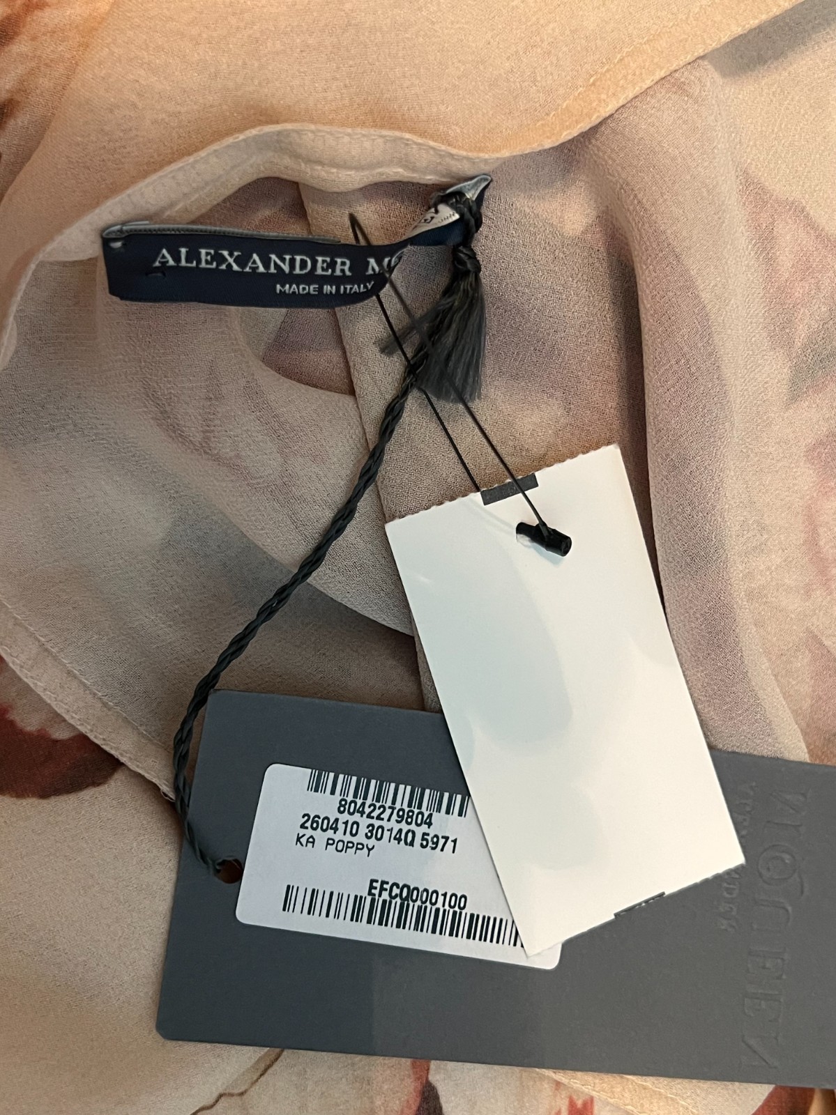 Alexander McQueen Vintage Silk Georgette Pink Cape Shawl NOS w/Tags!