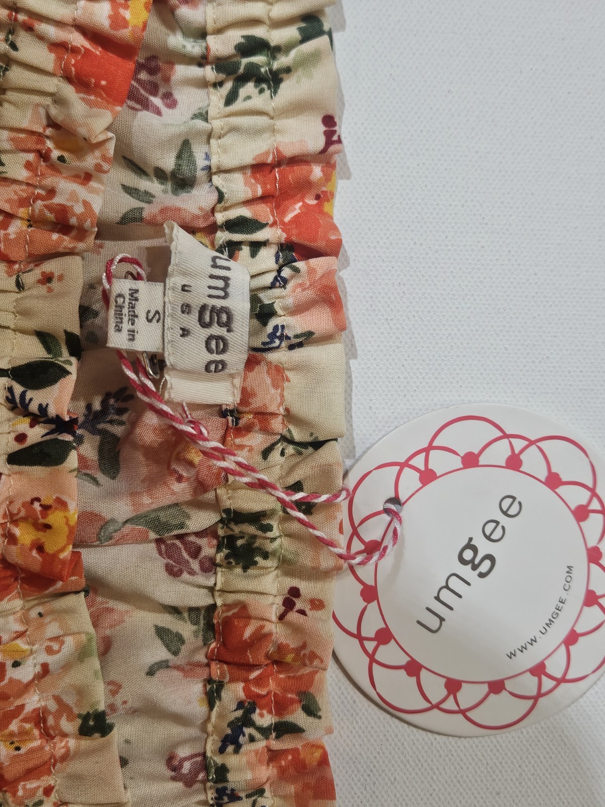 NWT Umgee Mini Dress Womens Size Small Cream Pink Floral Cottagecore Boho Chic