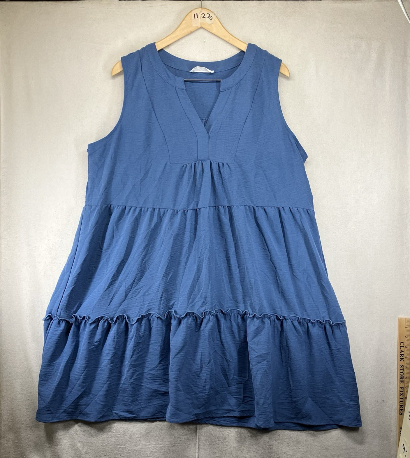 Women’s Lucky Brand Dress 2X Blue Ruffle Tiers Sleeveless Flowy Thin Lightweight