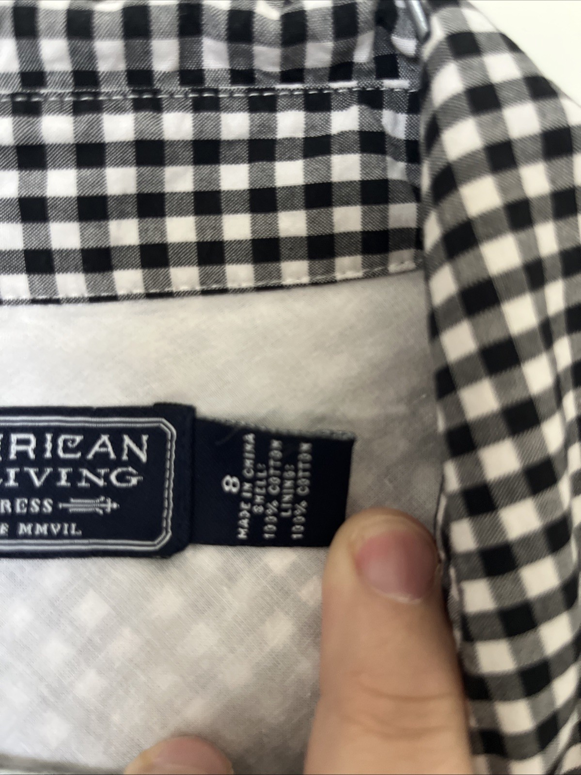 American Living Gingham Midi Dress Size 8 Fit & Flare Collar Twee Coquette