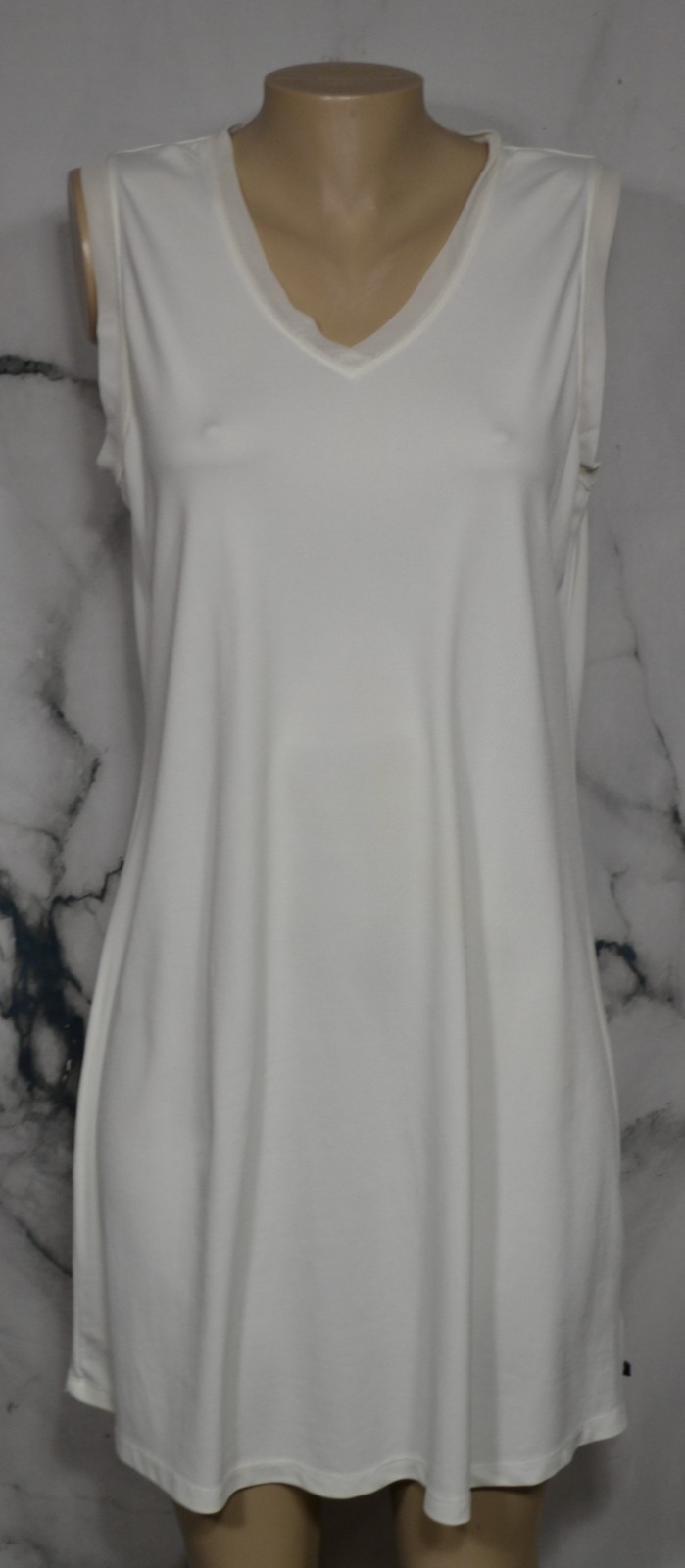 NAUTICA White V Neck Athleisure Sleeveless Dress XL Sheer Trim Stretch Nylon