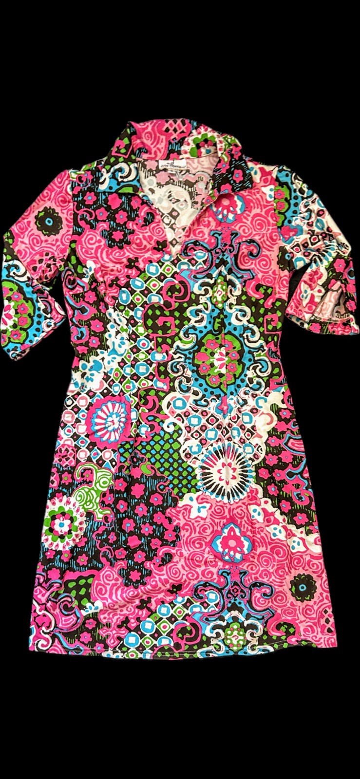 Jude Connally Michelle Shift Dress Psychedelic Op-Art Retro Pattern Mod Tunic