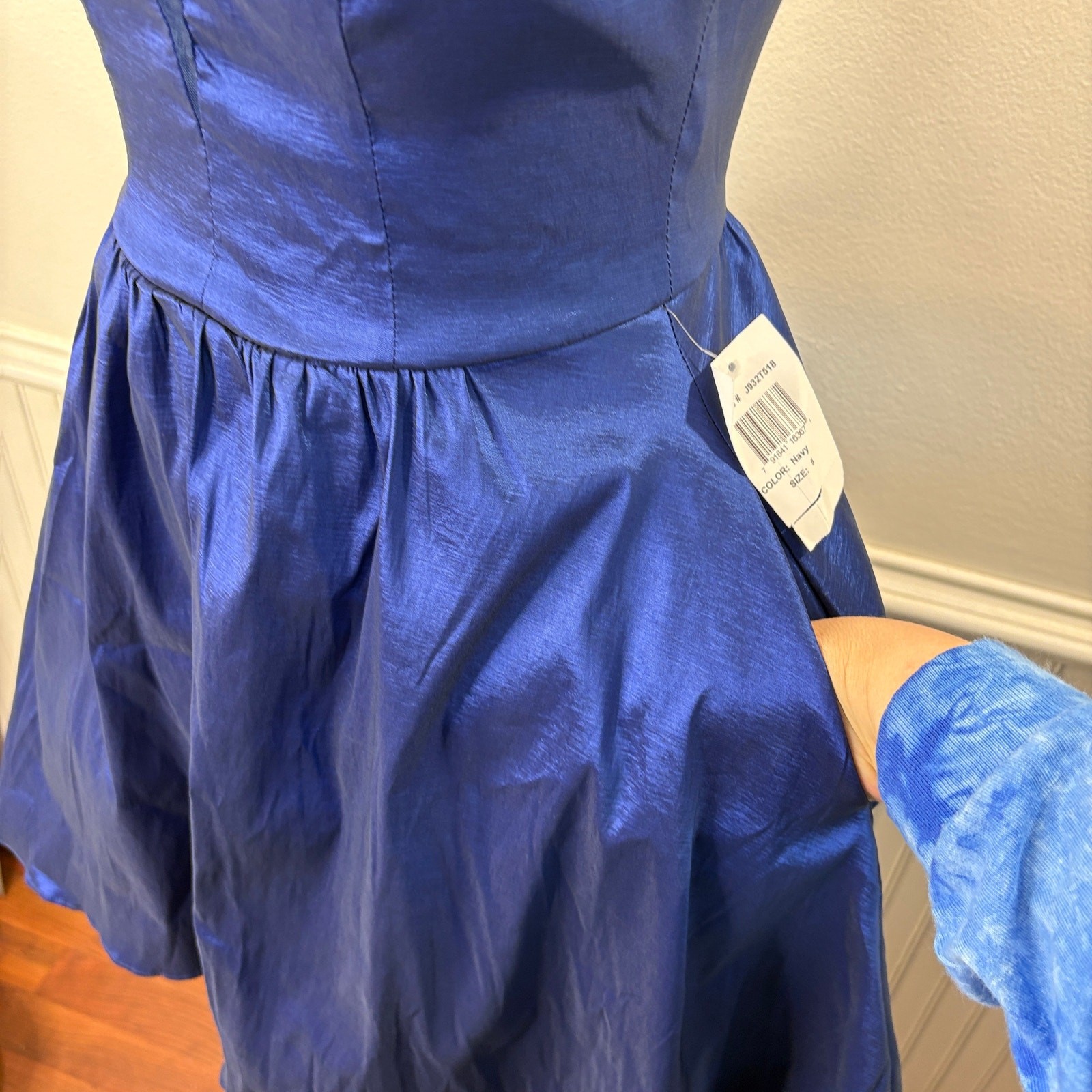 B Darlin Size 5/6 Dress Cocktail Hoco Prom Vintage Hi-Low Princess Taffeta Blue