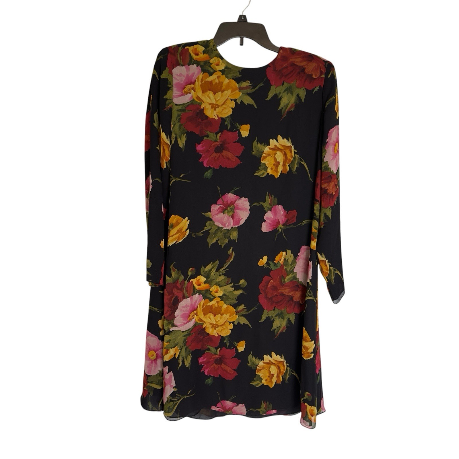 Linda Allard Ellen Tracy 100% Silk Floral Sheath Dress With Scarf Size 10 .