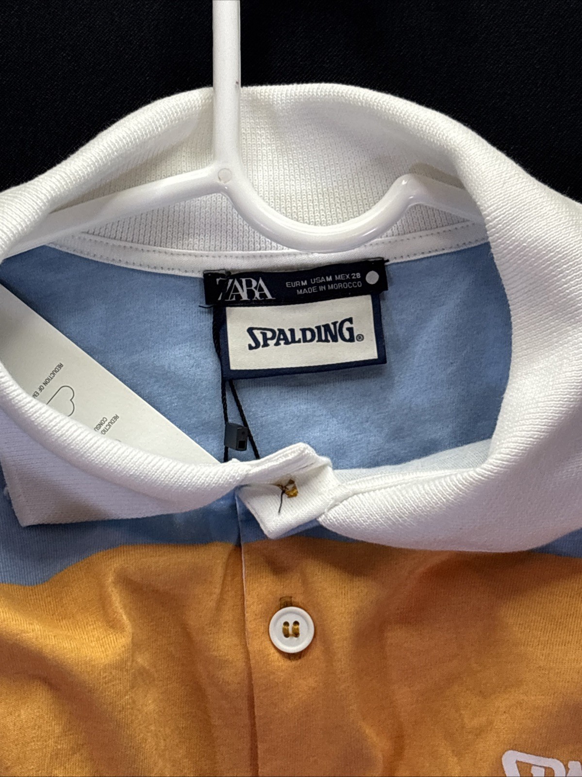 Zara Spalding Womens Orange Blue Polo Striped L/S Preppy Shirt Dress M
