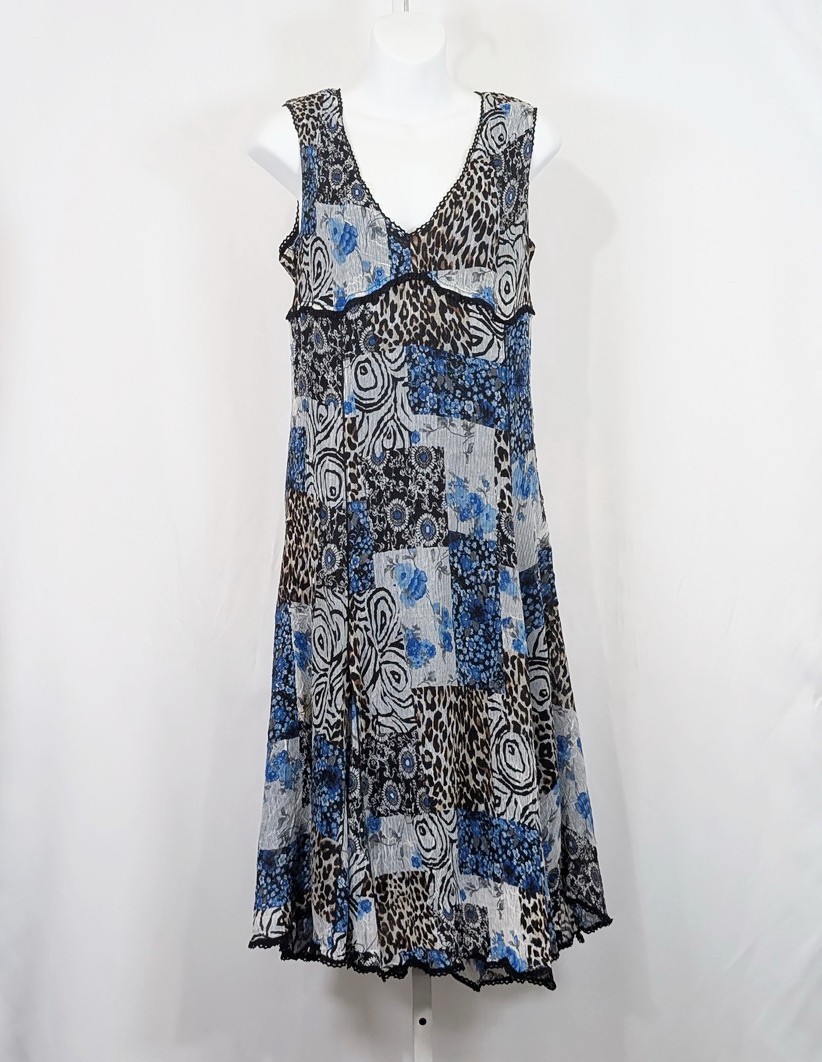 Alberto Makali Dress Crinkled Animal Floral Print Whimsygoth Women’s Size L