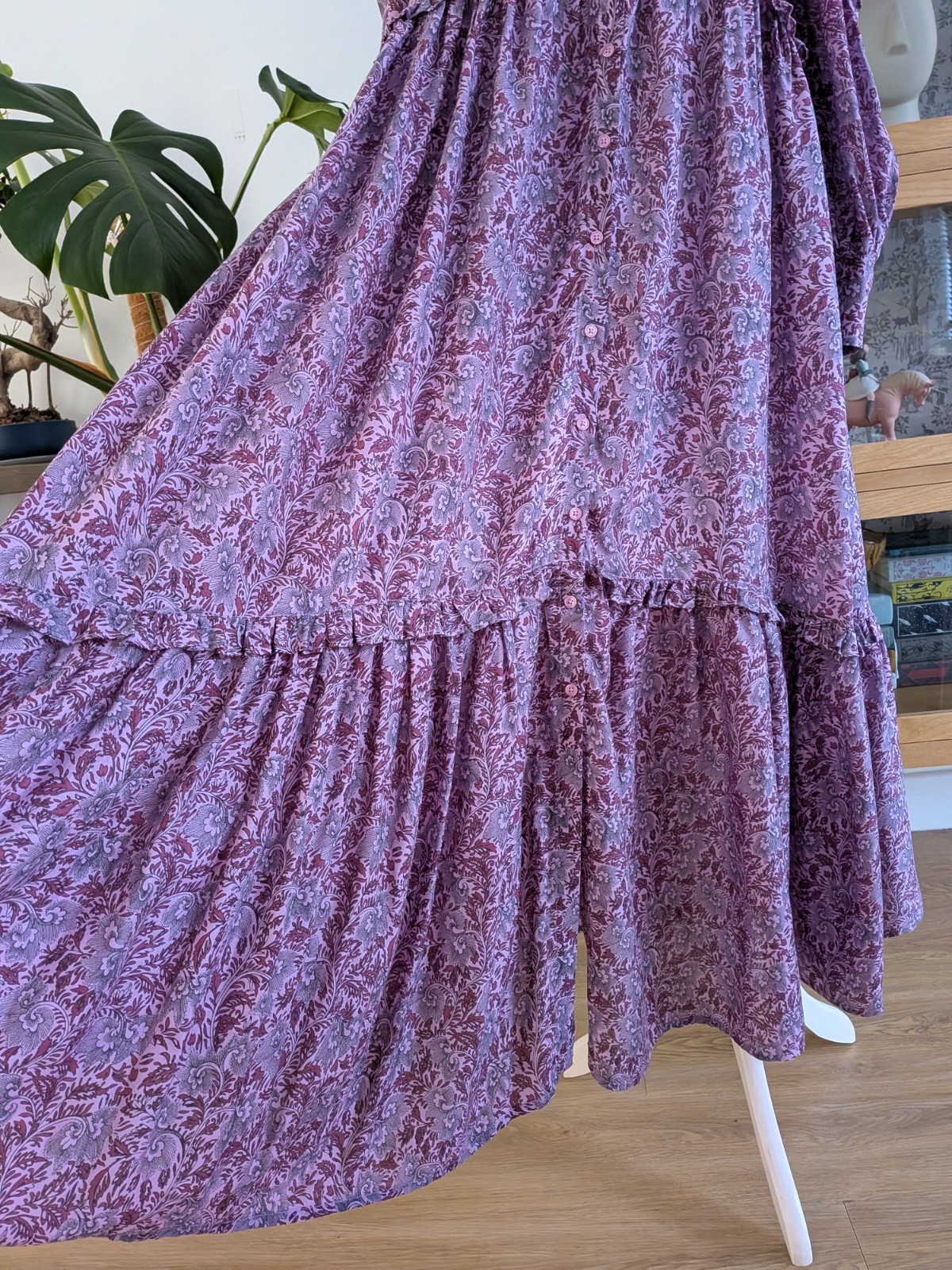 New La Redoute boho hippy peter pan collar relaxed fit floral maxi dress size 10