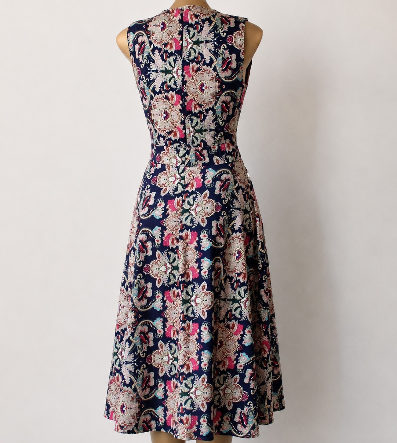 Joe Browns Gold Cream Navy Fleur De Lys Dress UK 12 Summer Boho Occasion NEW