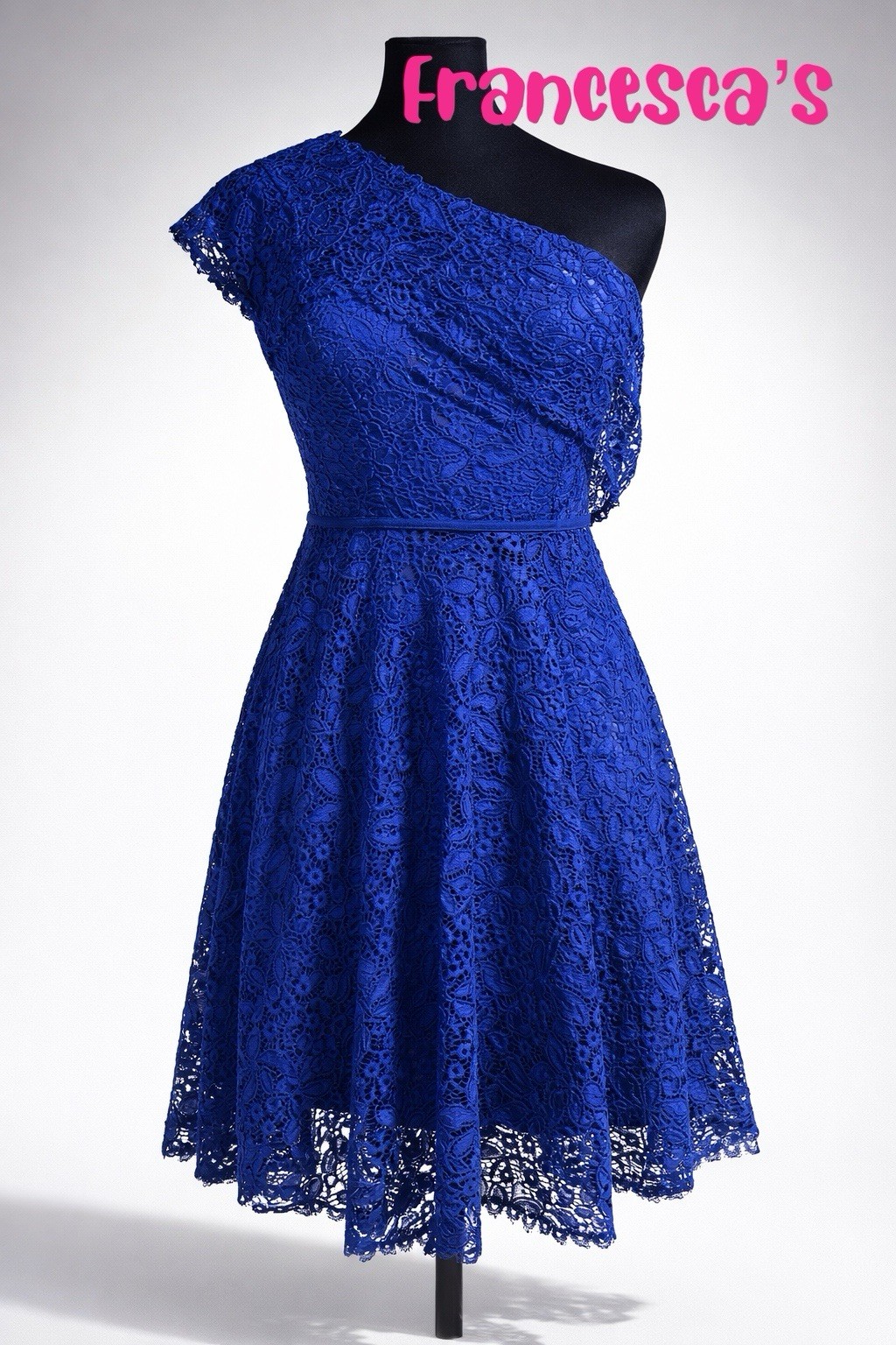 Francesca’s Royal Blue One Shoulder Lace Dress