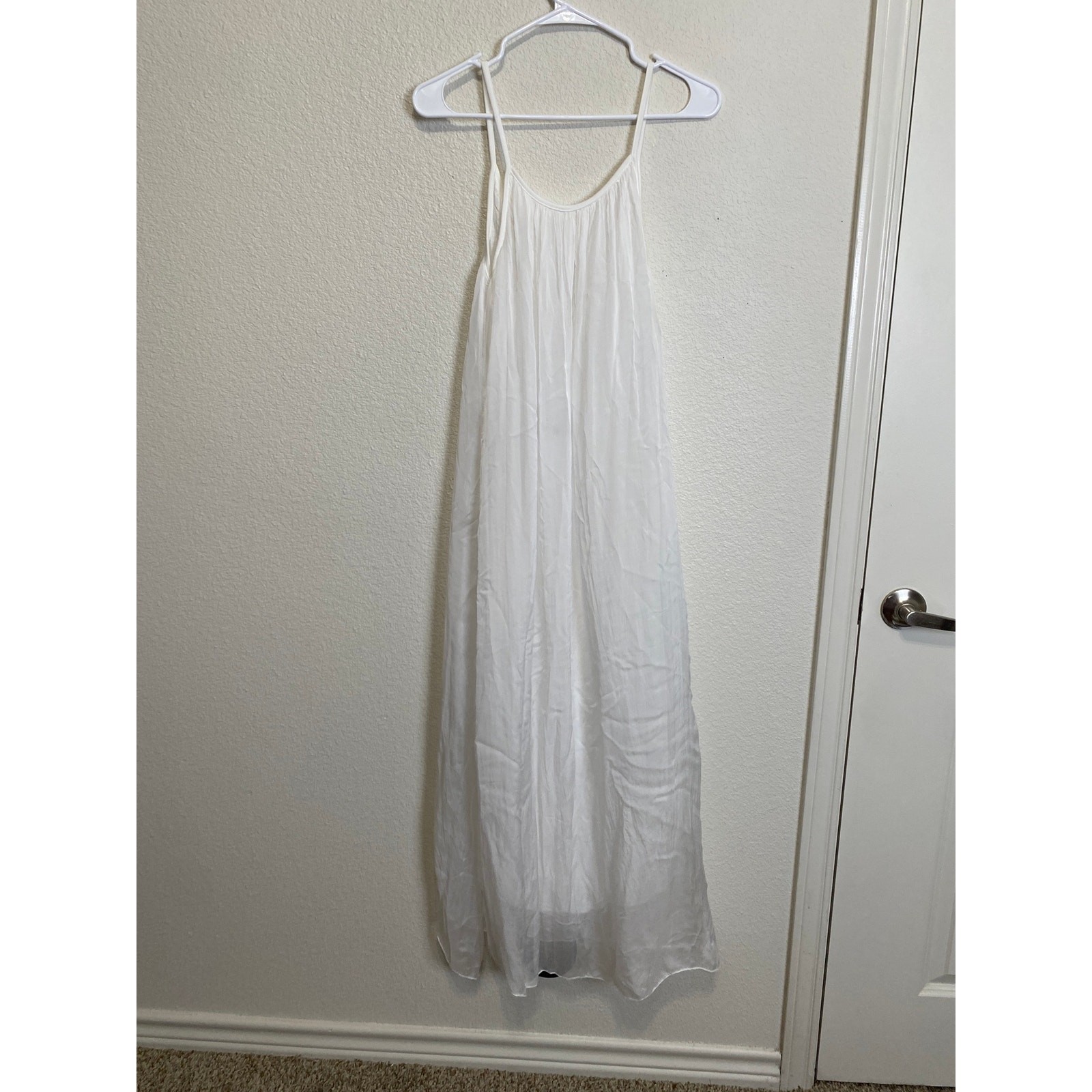 NWT Rosemarine Made In Italy White Silk Blend Slip Maxi Dress Size Small