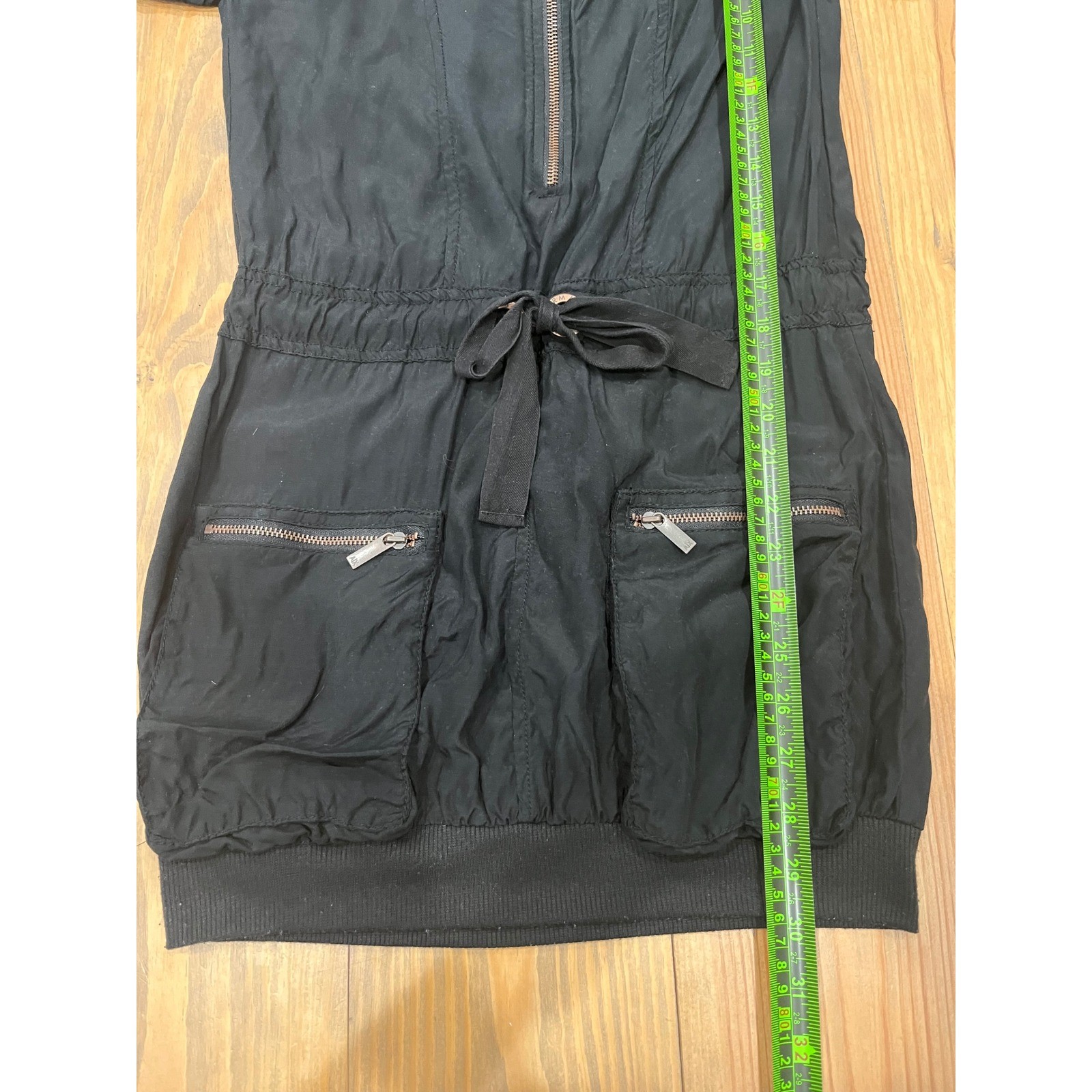 Armani Exchange Black Utility Style Front Drawstring Waist Dress Women’s Size 0