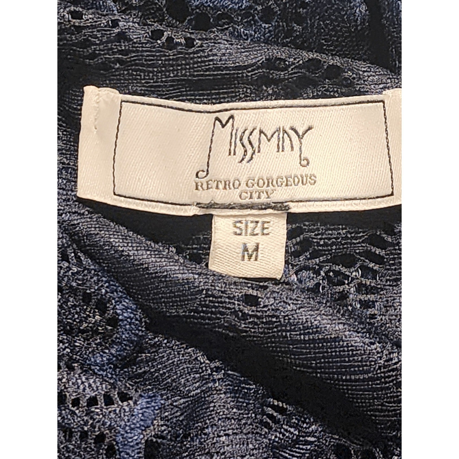 Missmay Retro Gorgeous City Navy Blue Floral Lace Fit and Flare Dress Size M