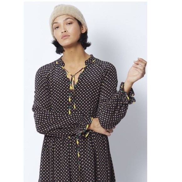 Opening Ceremony 100% Silk Medallion Relaxed Fit Shift Midi Dress Black 2