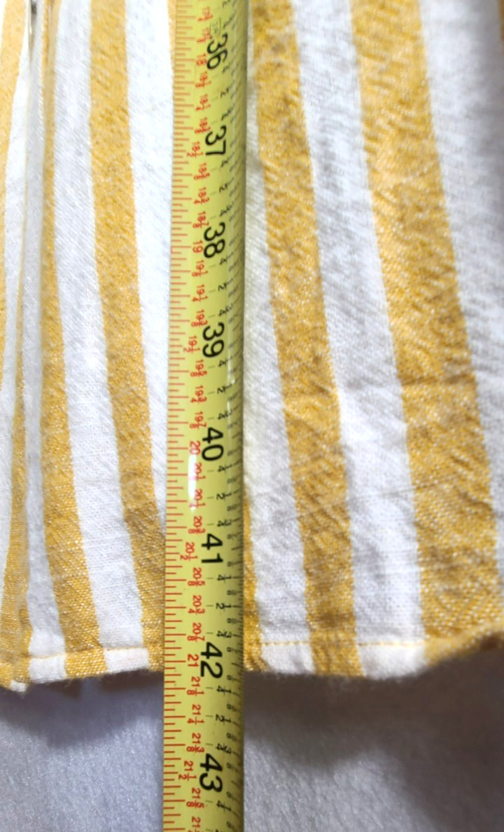 Lily Black Wrap Dress Midi Yellow White Stripe Lined Button Womans Size Large