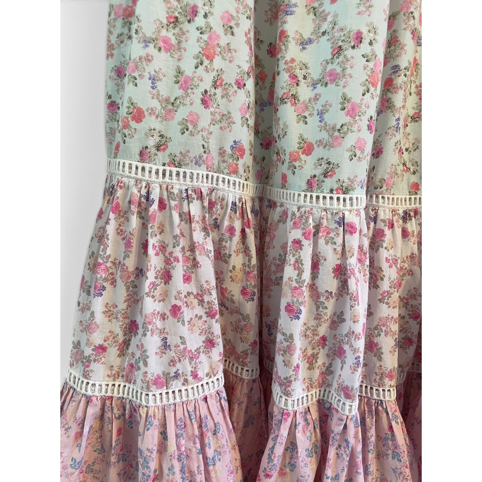 LoveShackFancy x Target Camille Pink Floral Tiered Babydoll Midi Dress S Pockets