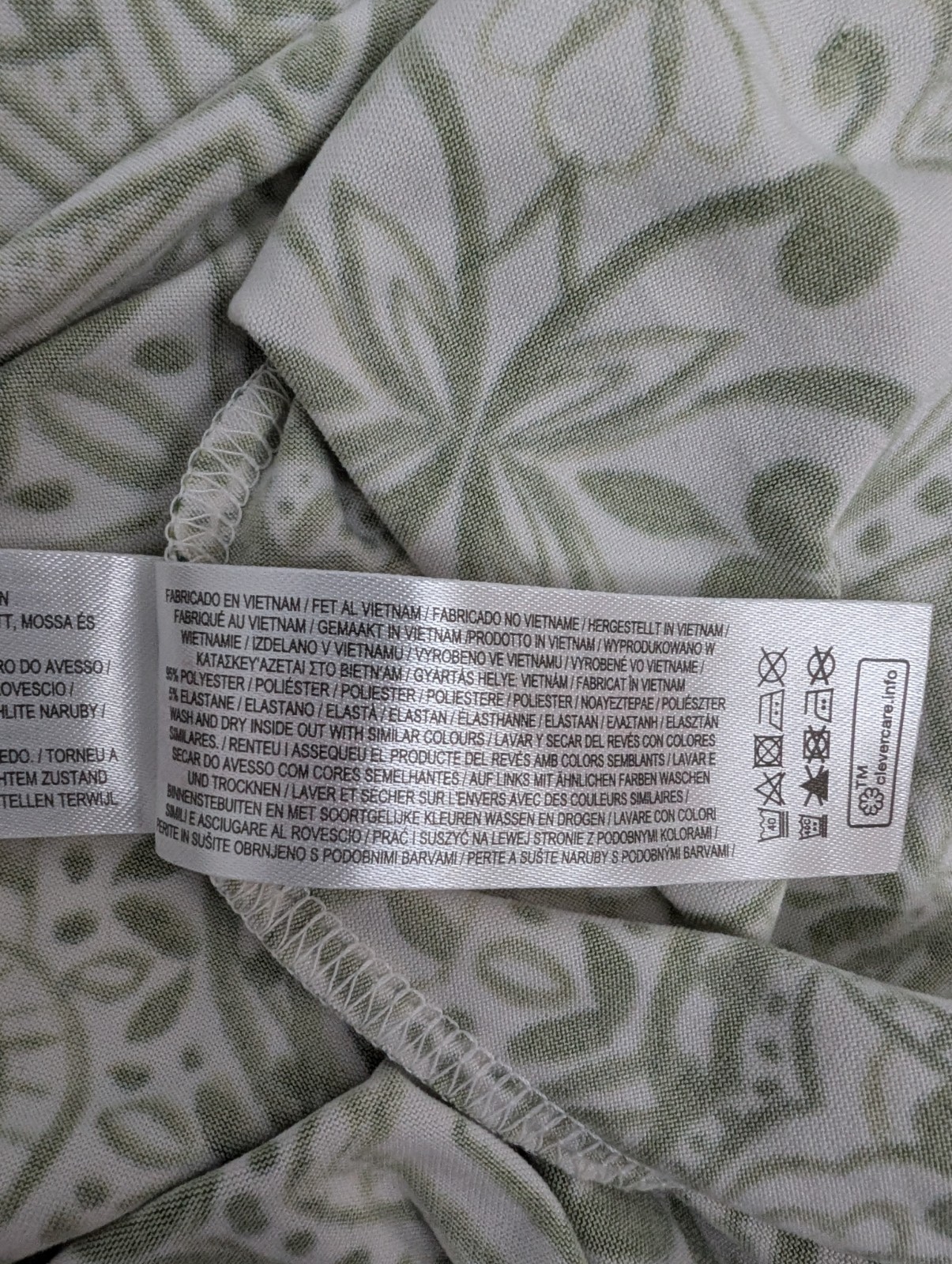 Primark Green Patterned Dress Size L Uk 14/16 32in 95% Polyester 5% Elastane