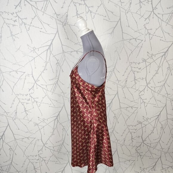 Versailles Red Satin Teddy Bear Print Strappy Slip Dress | Women’s L