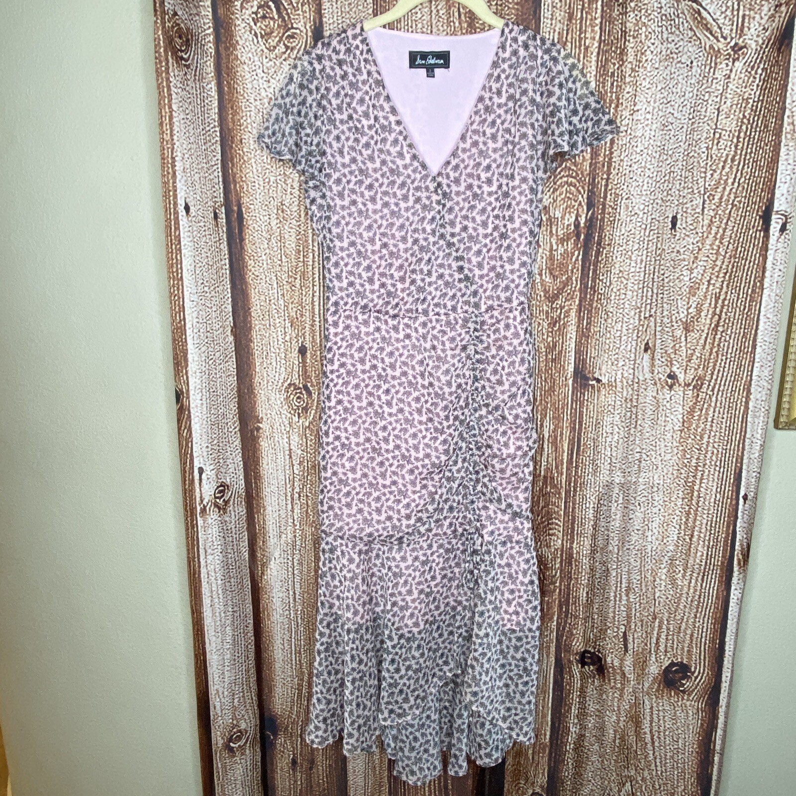 Sam Edelman Women’s Lined Flutter Sleeve V-Neck Midi Party Dress Size 2 Side Zip