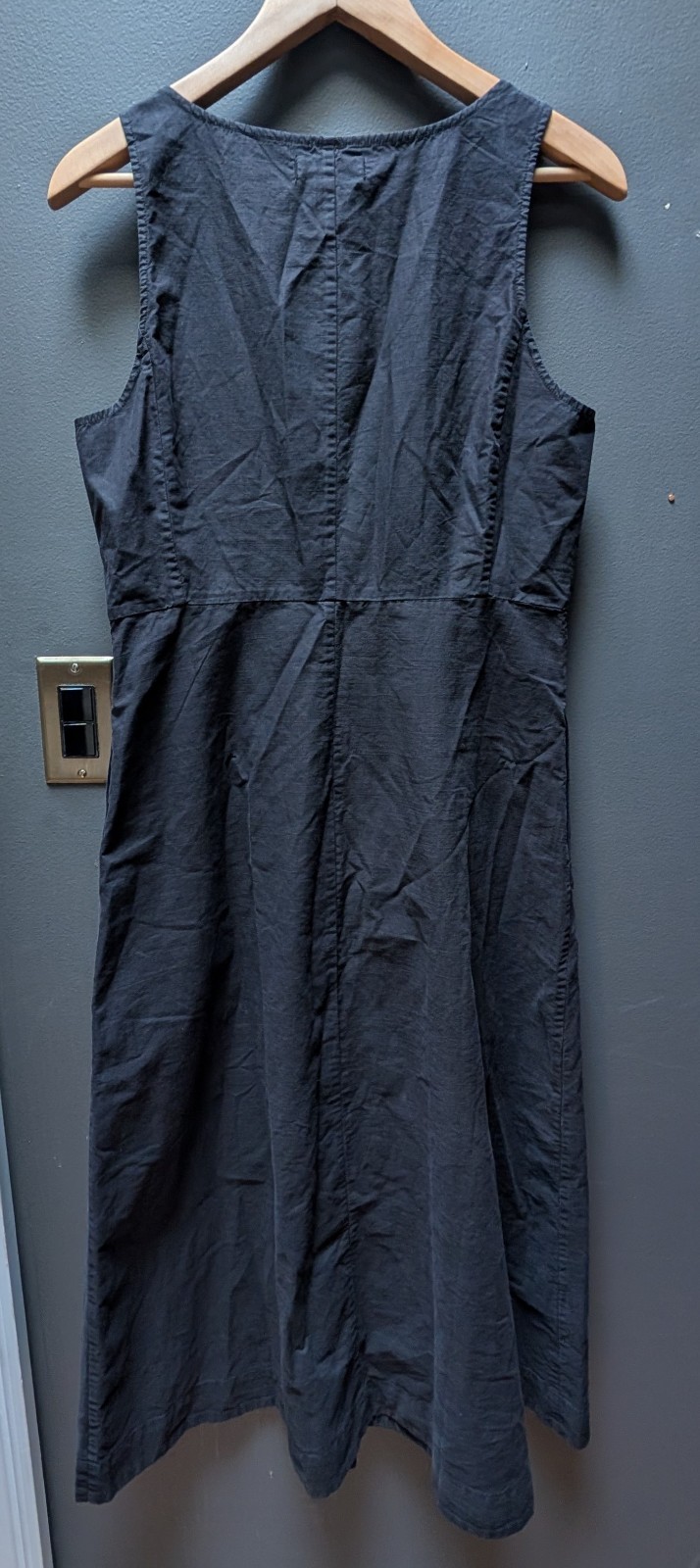 Alex Mill Piper Square Neck Cotton Blend Midi Dress in Rich Black Size L – NWT