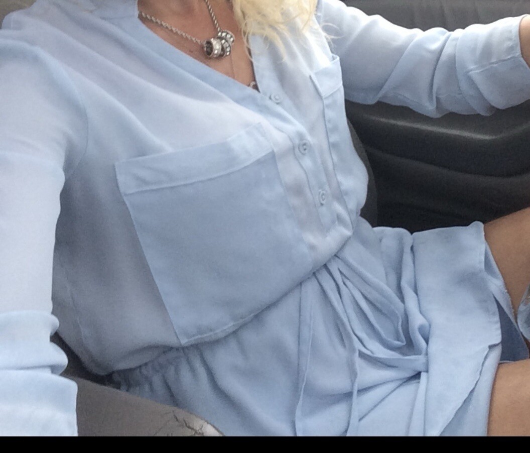 Luxe Botique Button Shirt Dress Light Blue 3/4 Sleeve Sz S Sold Out