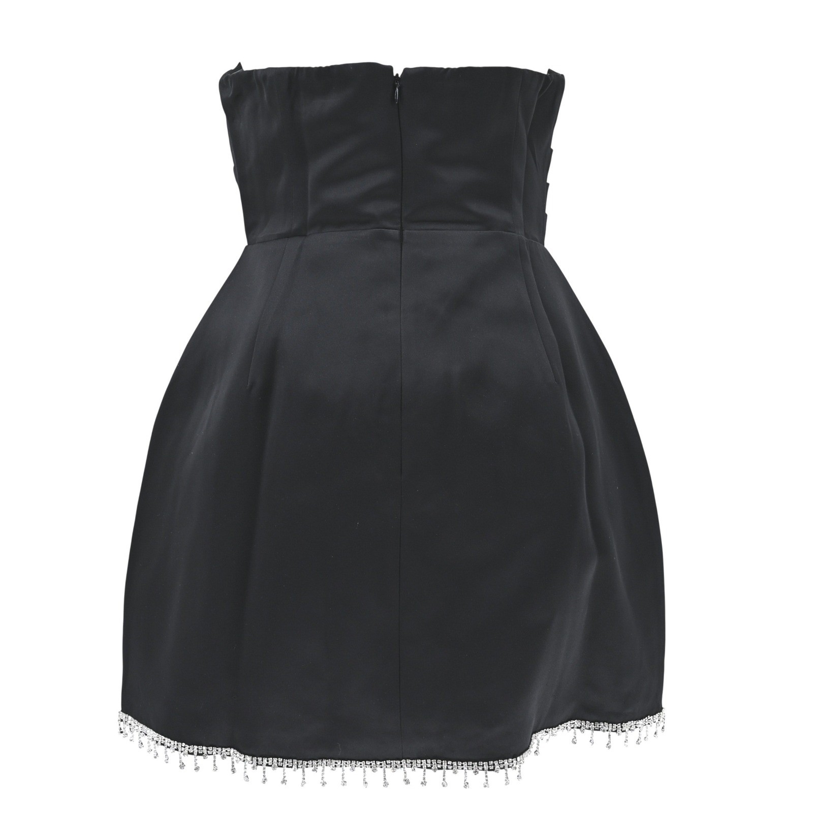 NWT Hello Molly Black Strapless Mini Dress Rhinestone Fringe L Large LBD Party