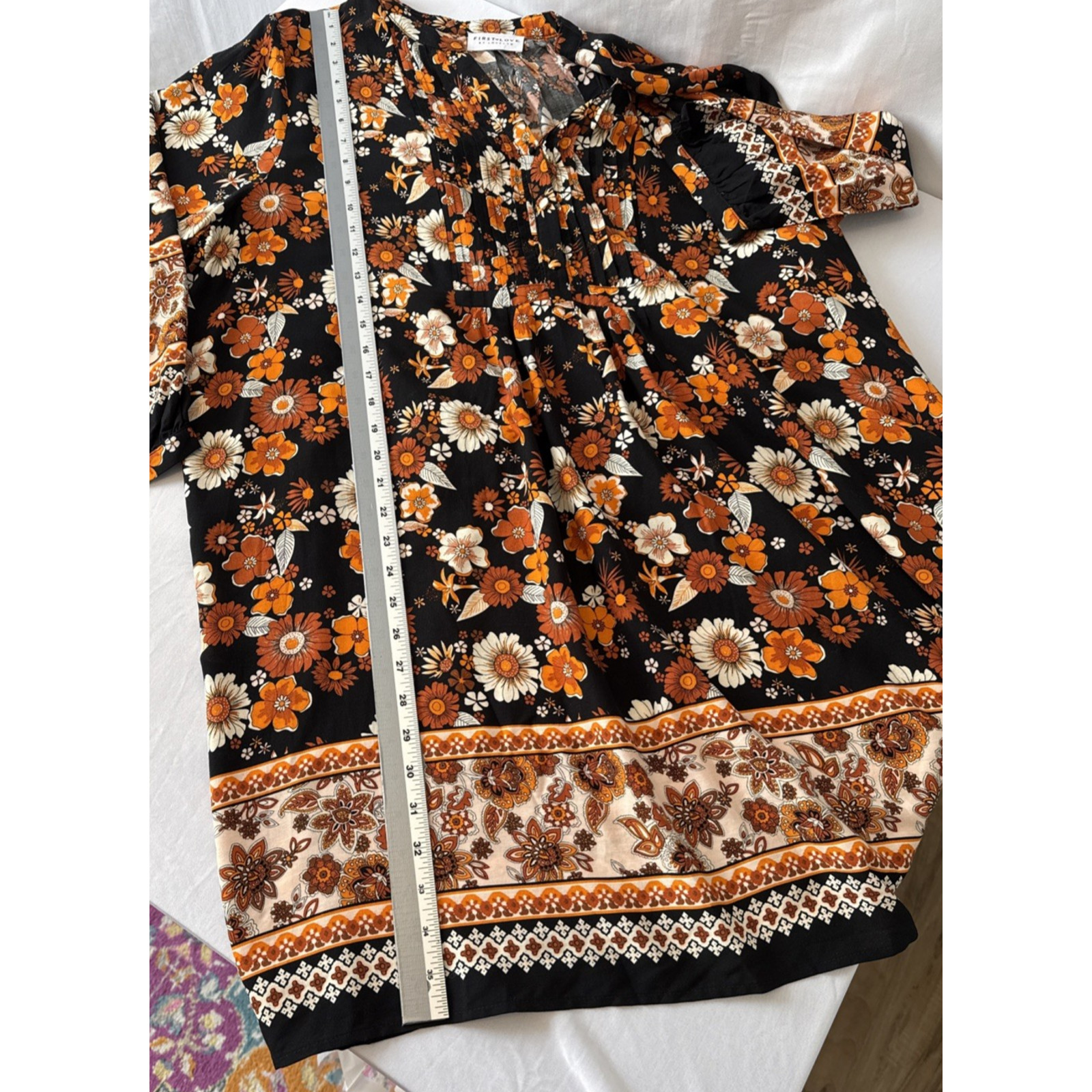First Love By Lovelyn Floral Pintuck Rayon Tunic Dress Womens 2X Whimsigoth Boho