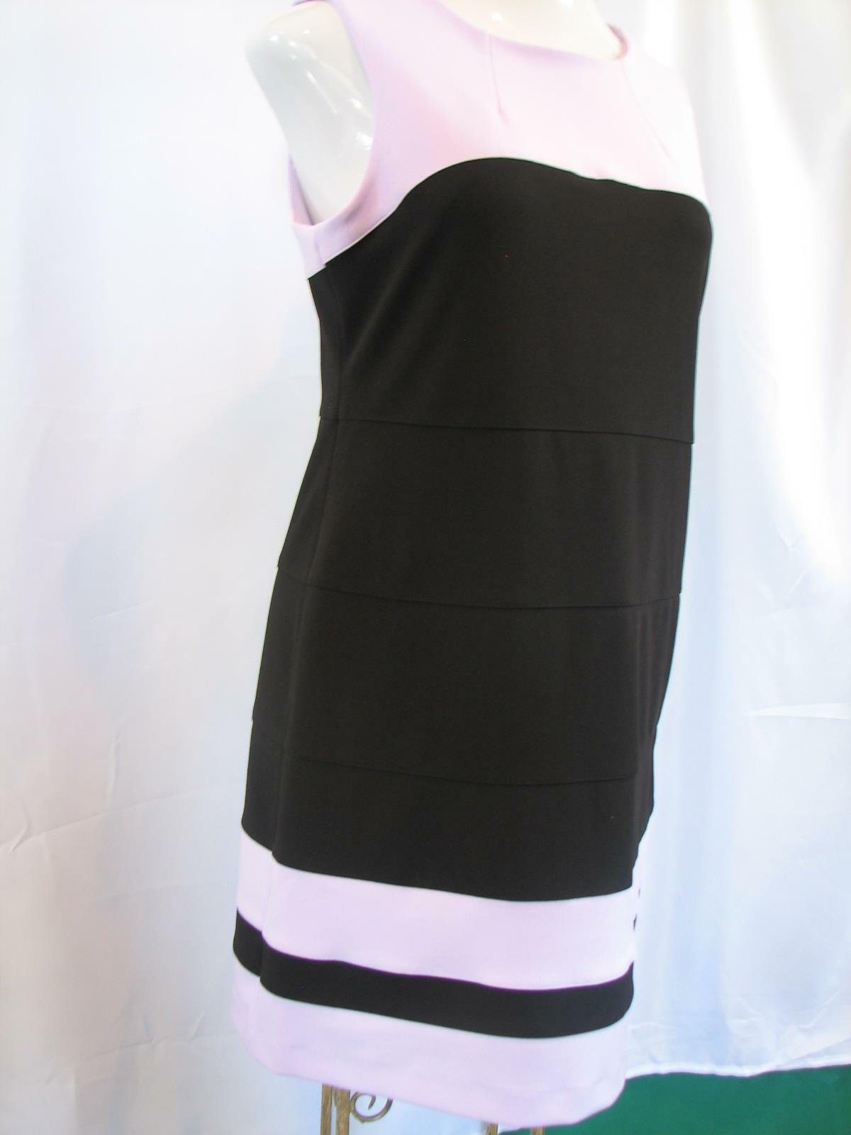 Shift Sheath Dress Tommy Hilfiger Color Block Scuba Crepe Lavender Black 8