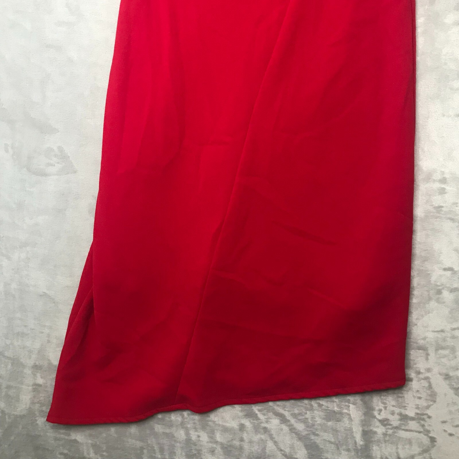Tahari Dress Womens 6 Red Sheath Split Cap Sleeve Ruched Waist Asymmetric Hem